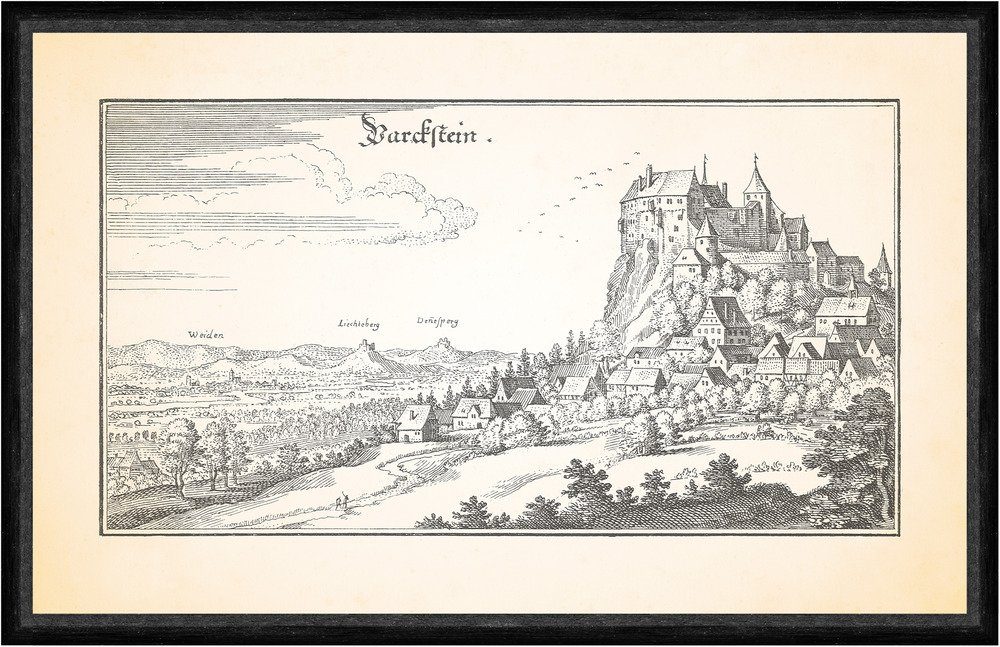 Kunstdruck Parkstein Waldnaab Oberpfalz Burg Schloss Bergkirche Faks_Merian 0345