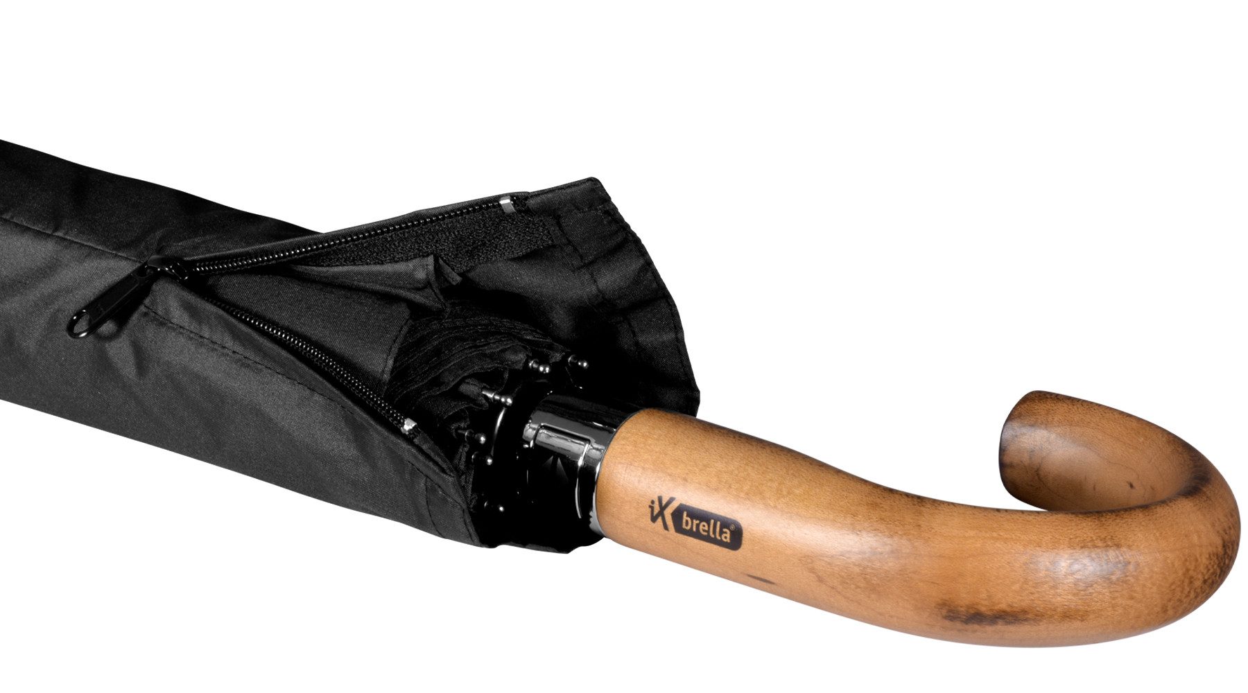 iX-brella Taschenregenschirm Automatik XXL Herrenschirm 121cm - mit Holzgriff, riesig – Bild 3 von 5