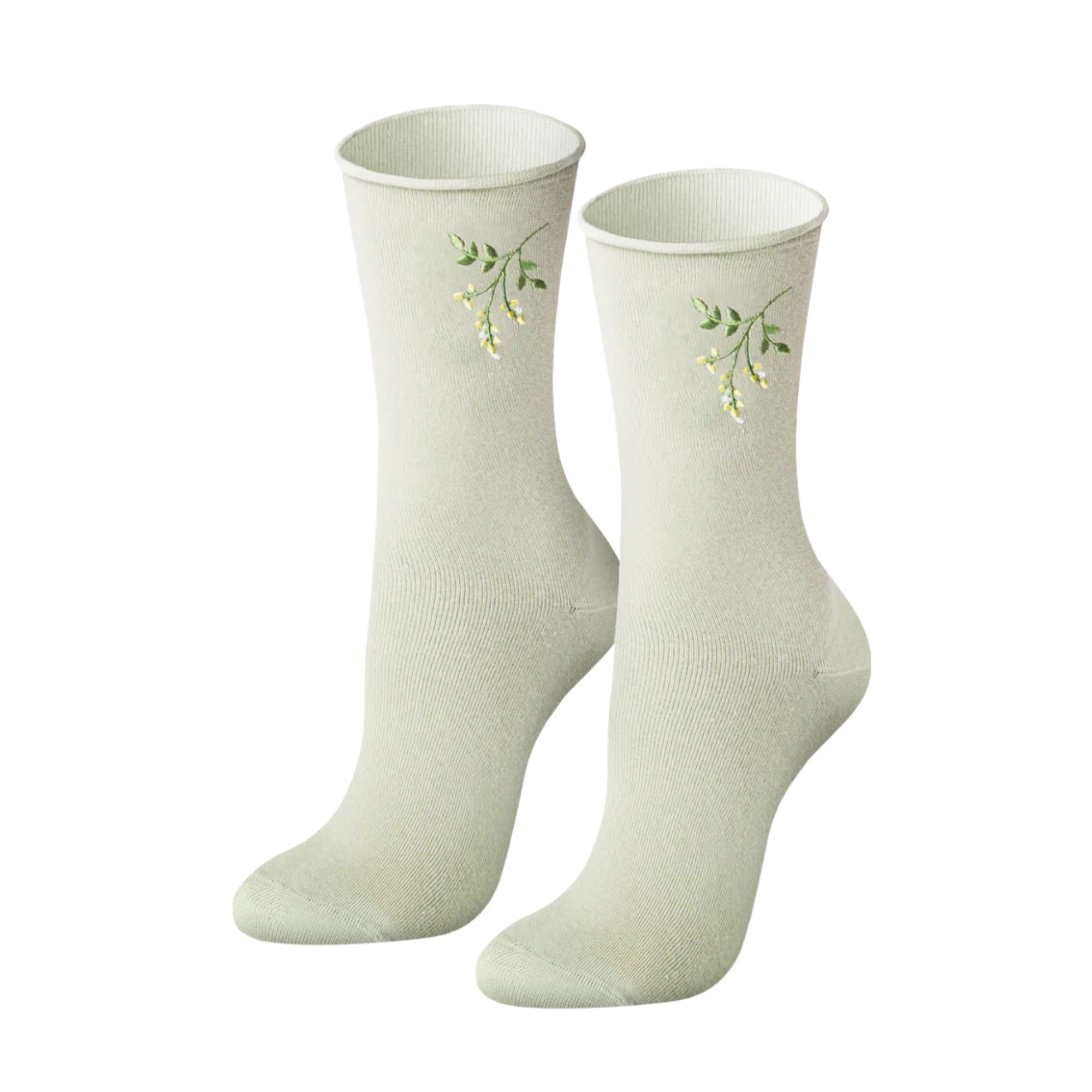 von Jungfeld Socken Blumen Bio-Baumwolle 35-46 Damen (1-Paar, 1 Paar) Einfarbige Damensocken mit Stickmotiv
