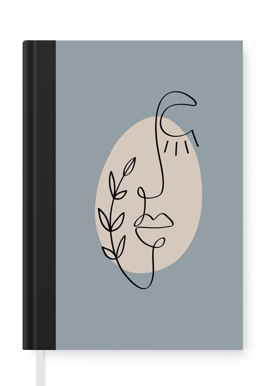 MuchoWow Notizbuch Pastell - Gesicht - Pflanze, Journal, Merkzettel, Tagebuch, Notizheft, A5, 98 Seiten, Haushaltsbuch