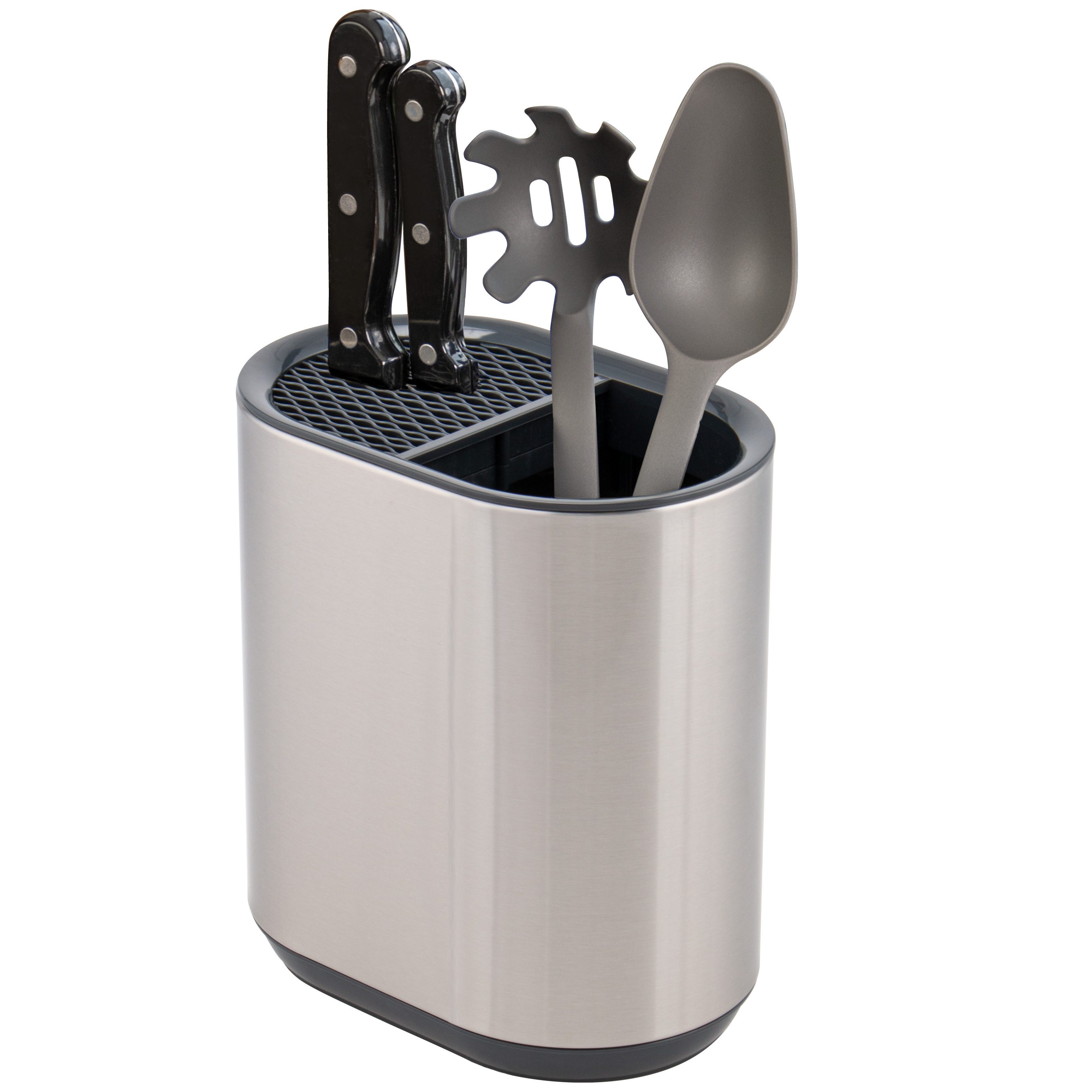 Messerblock Messerblock mit Küchen-Utensilienbehälter aus Edelstahl