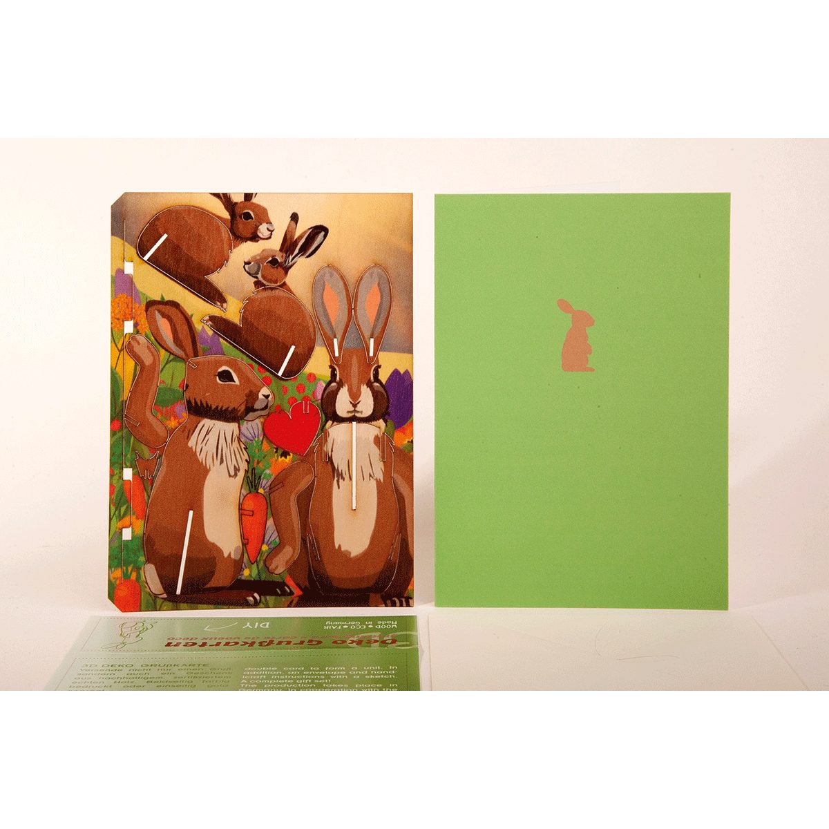 Grußkarte 3D-Holzpostkarte »Hase«.