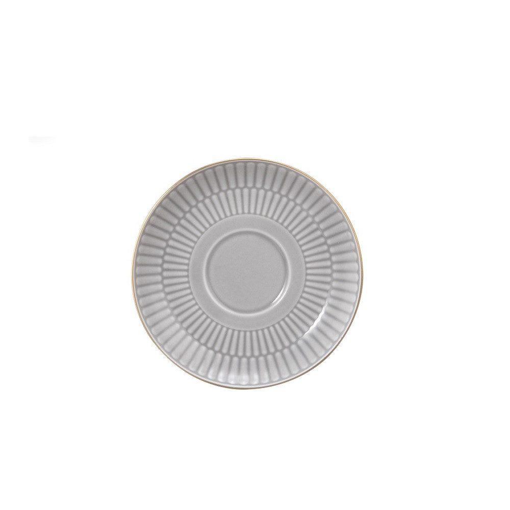 Seltmann Weiden Espressotasse Seltmann Weiden Amina silbergrau/Goldrand Kombi-Untertasse klein 12 cm, Porzellan