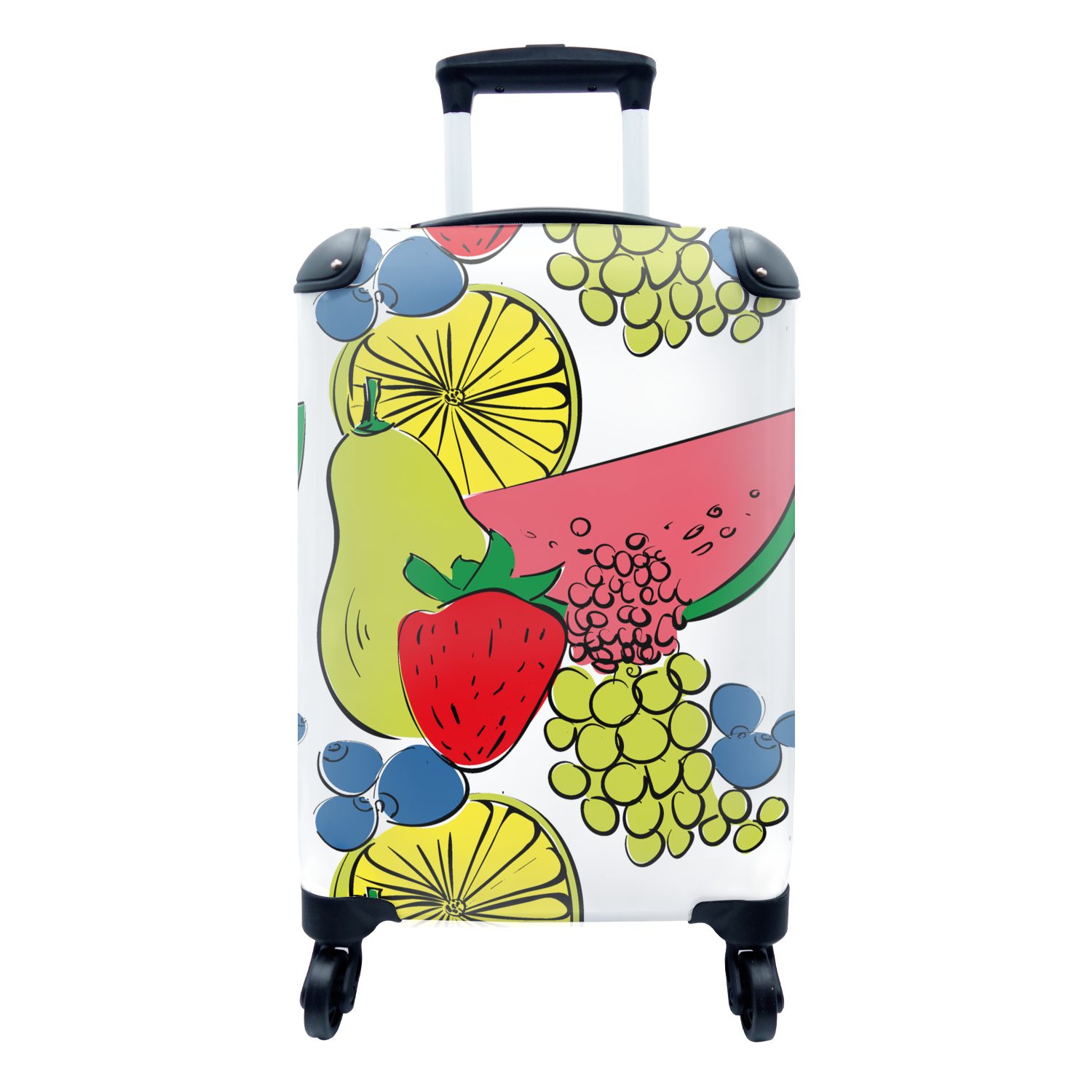 MuchoWow Handgepäckkoffer Obst - Cartoon - Muster, 4 Rollen, Reisetasche mit rollen, Handgepäck für Ferien, Trolley, Reisekoffer