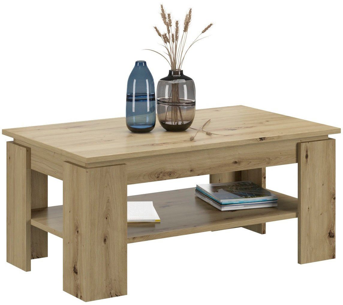 Home affaire Couchtisch Kalmar, rechteckig, 100 x 60 cm, 1 Ablageboden, Sofatisch, Beistelltisch, Kaffetisch, Wohnzimmertisch, coffee table