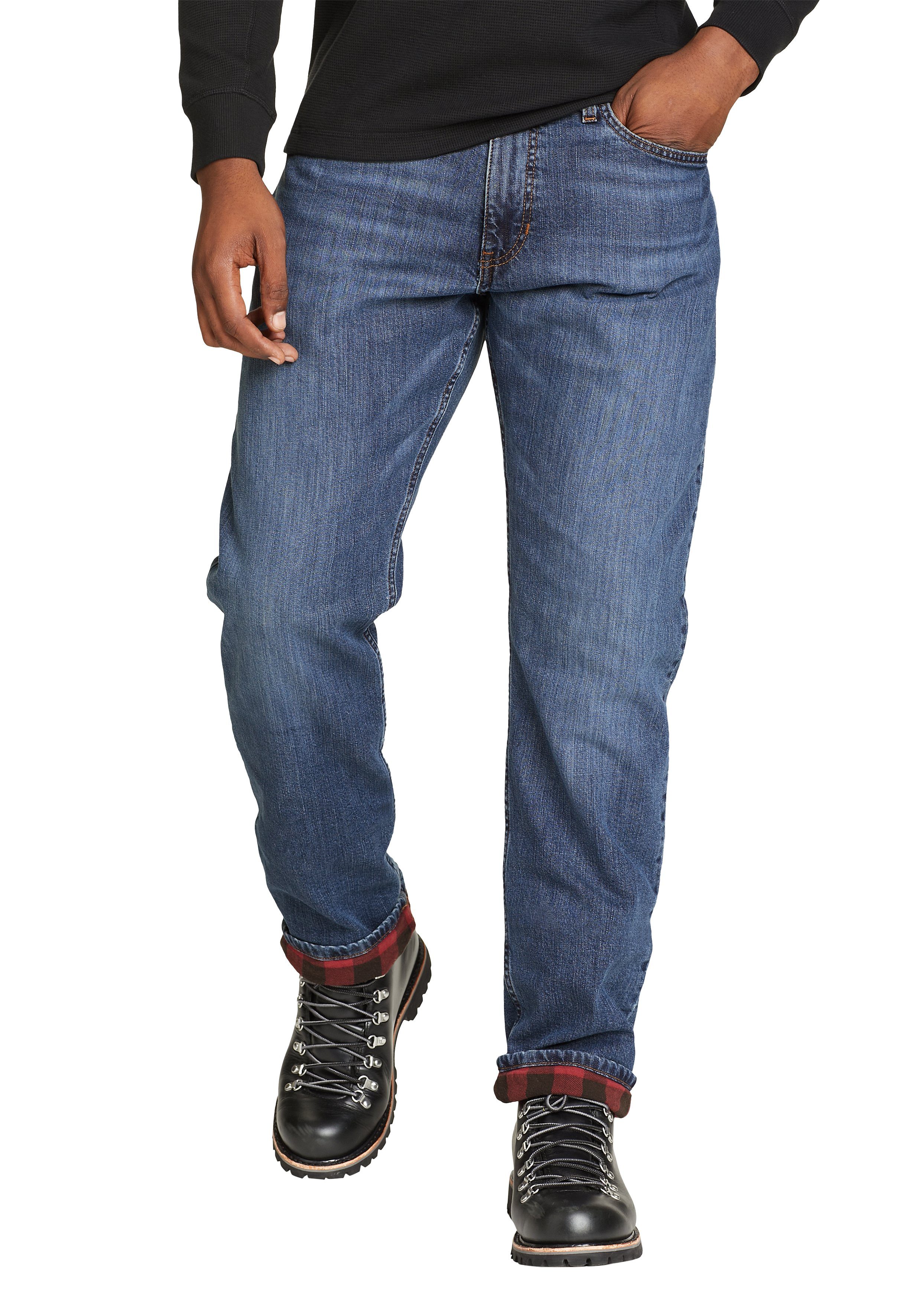 Flex 5-Pocket-Jeans mit Jeans Schwarzblau Bauer Eddie H2LOW Flanellfutter