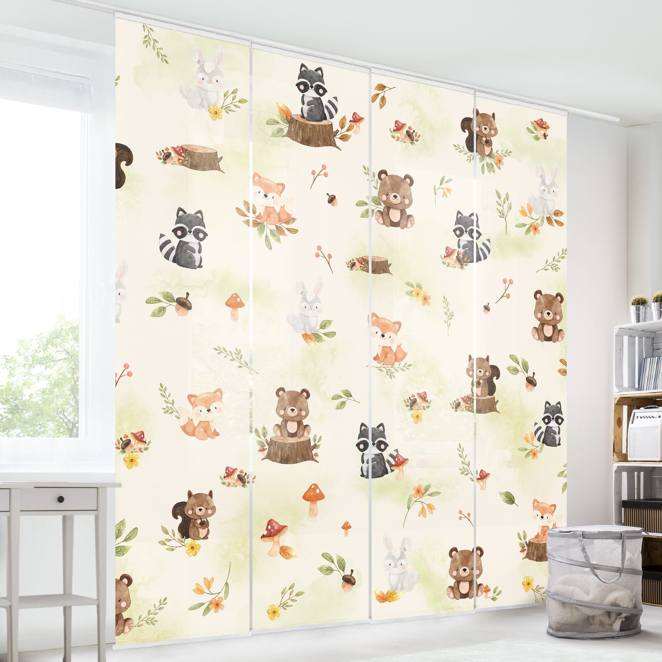 Bilderdepot24 Schiebegardine modern Flächenvorhang blickdicht Waldtiere günstig online kaufen