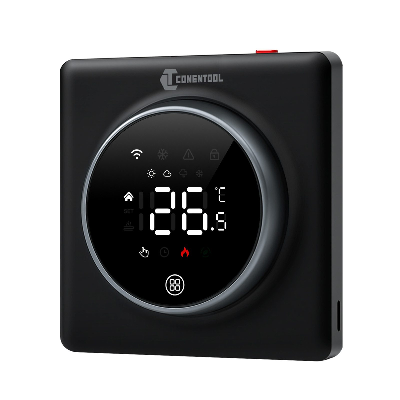 CONENTOOL Raumthermostat WLAN Smart Thermostat Drehknopf, 16A, max. 250 V, Elektronisch, App & Sprachsteuerung, Programmierbar für Elektro-Fußbodenheizung