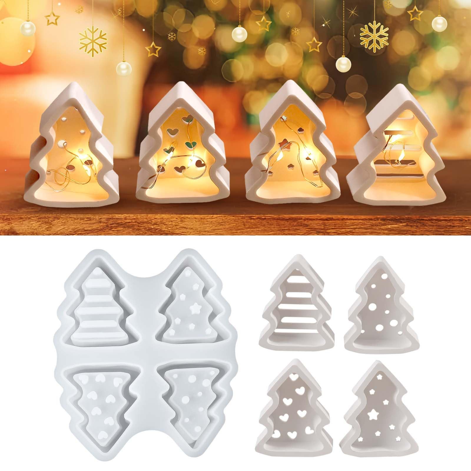 CLTYQ Modellierwerkzeug Vier in einem, Silikonform Weihnachten,Silikon Gießform Kerzenform, Weihnachten Giessformen Silikon Gipsformen Zum Gießen
