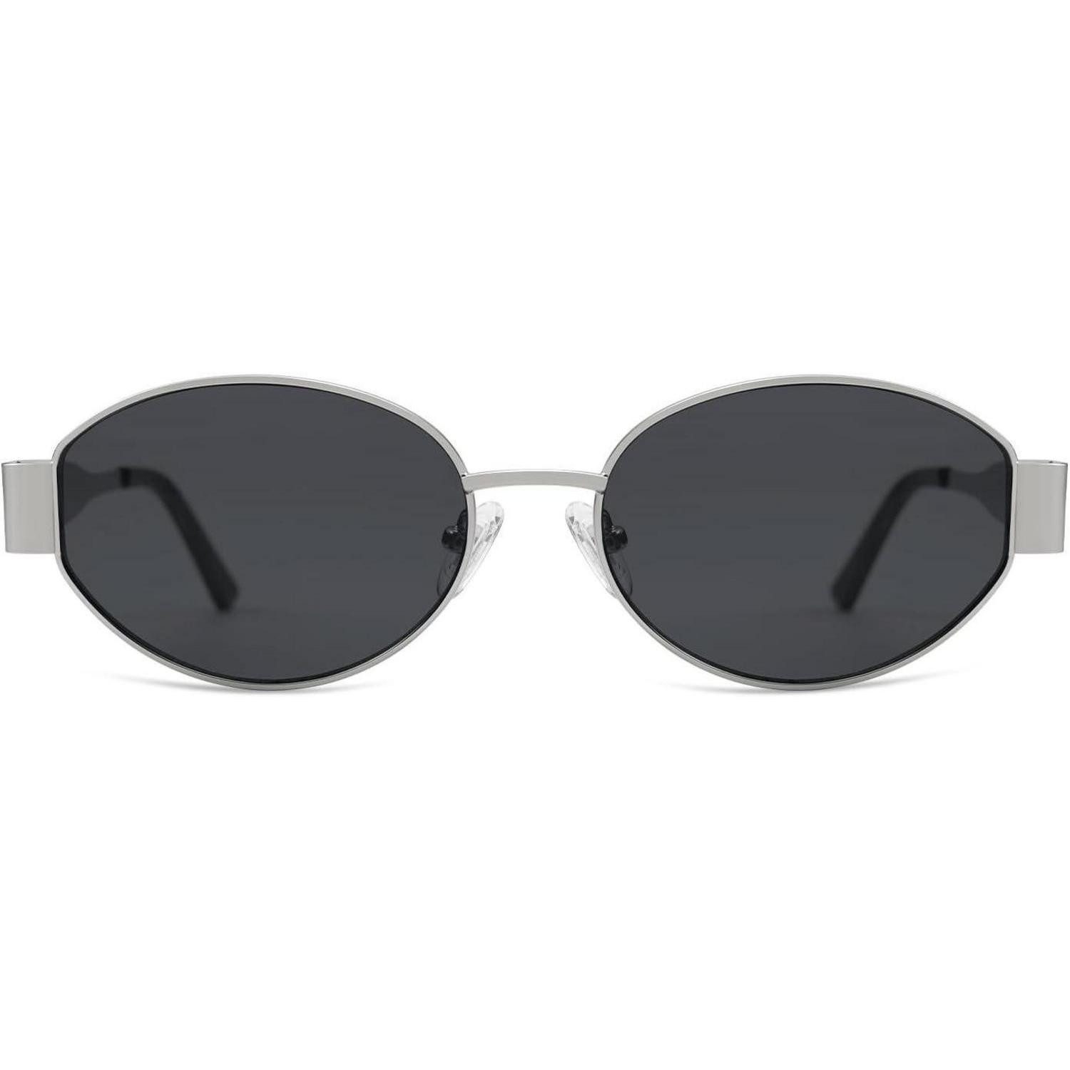 LuxusKollektion Retrosonnenbrille Sonnenbrille Retro Damen Herren Oval Metal UV400 SJ1217 Silbergrau