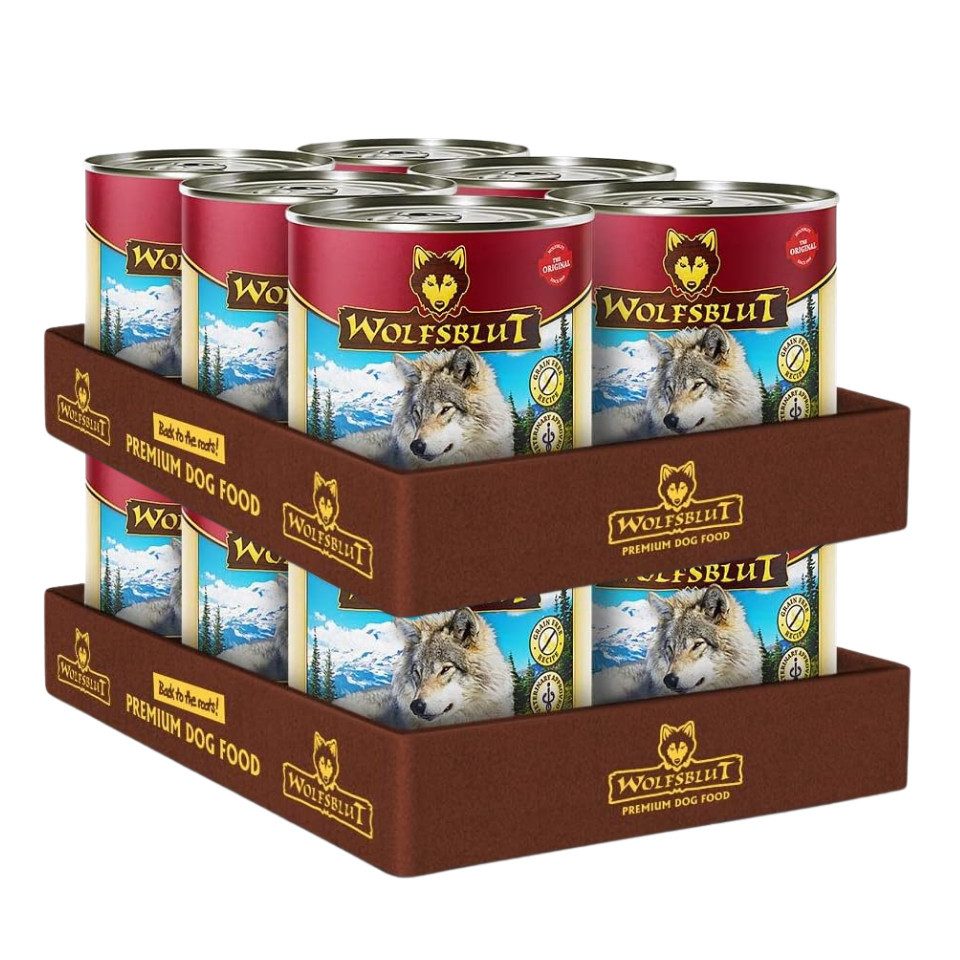 Wolfsblut Blue Mountain Adult - getreidefreies Nassfutter mit Wild 12x800g, Nassfutter für: Hunde