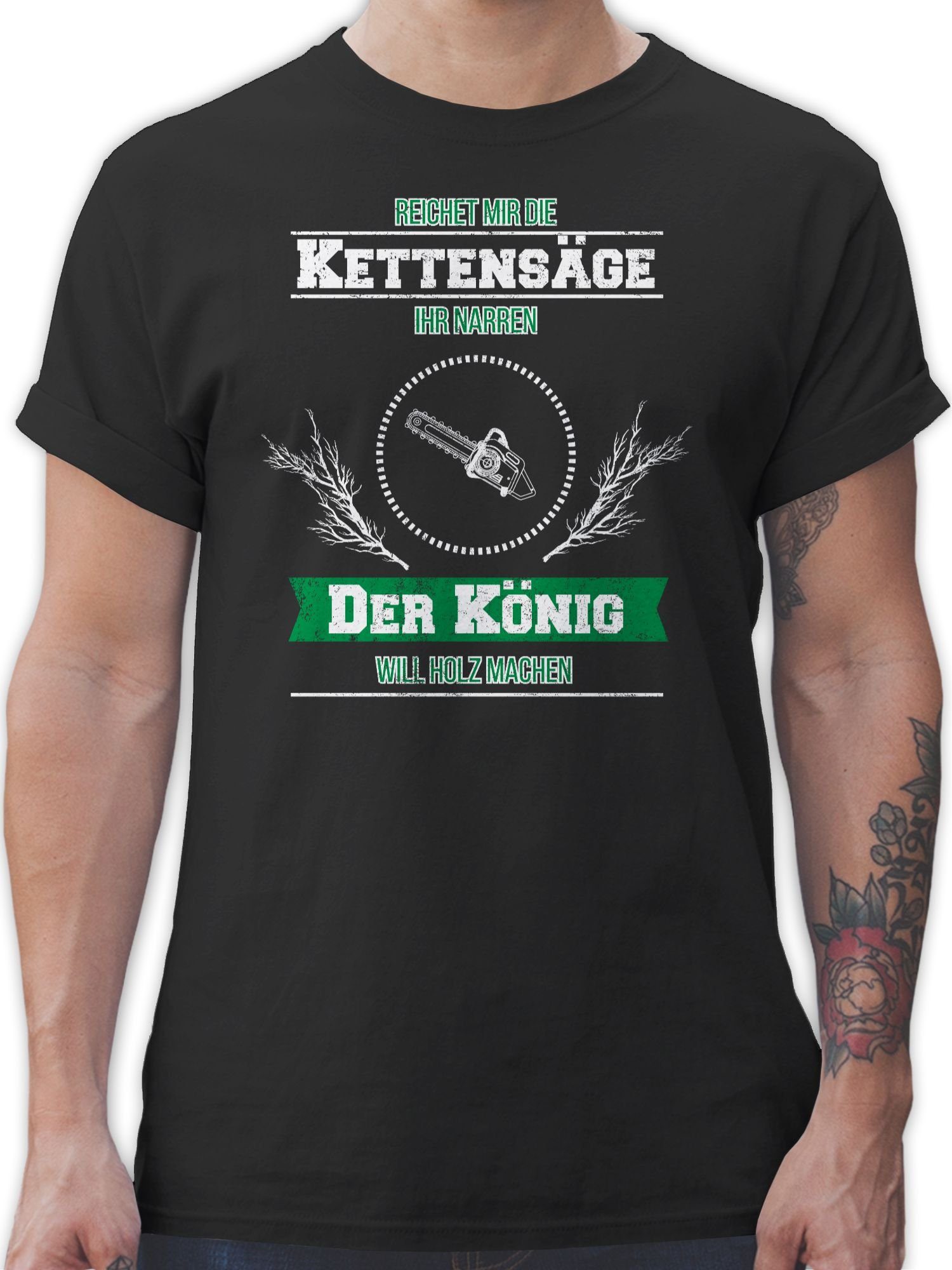 Shirtracer T-Shirt Reichet mir die Kettensäge Sprüche Statement 01 Schwarz