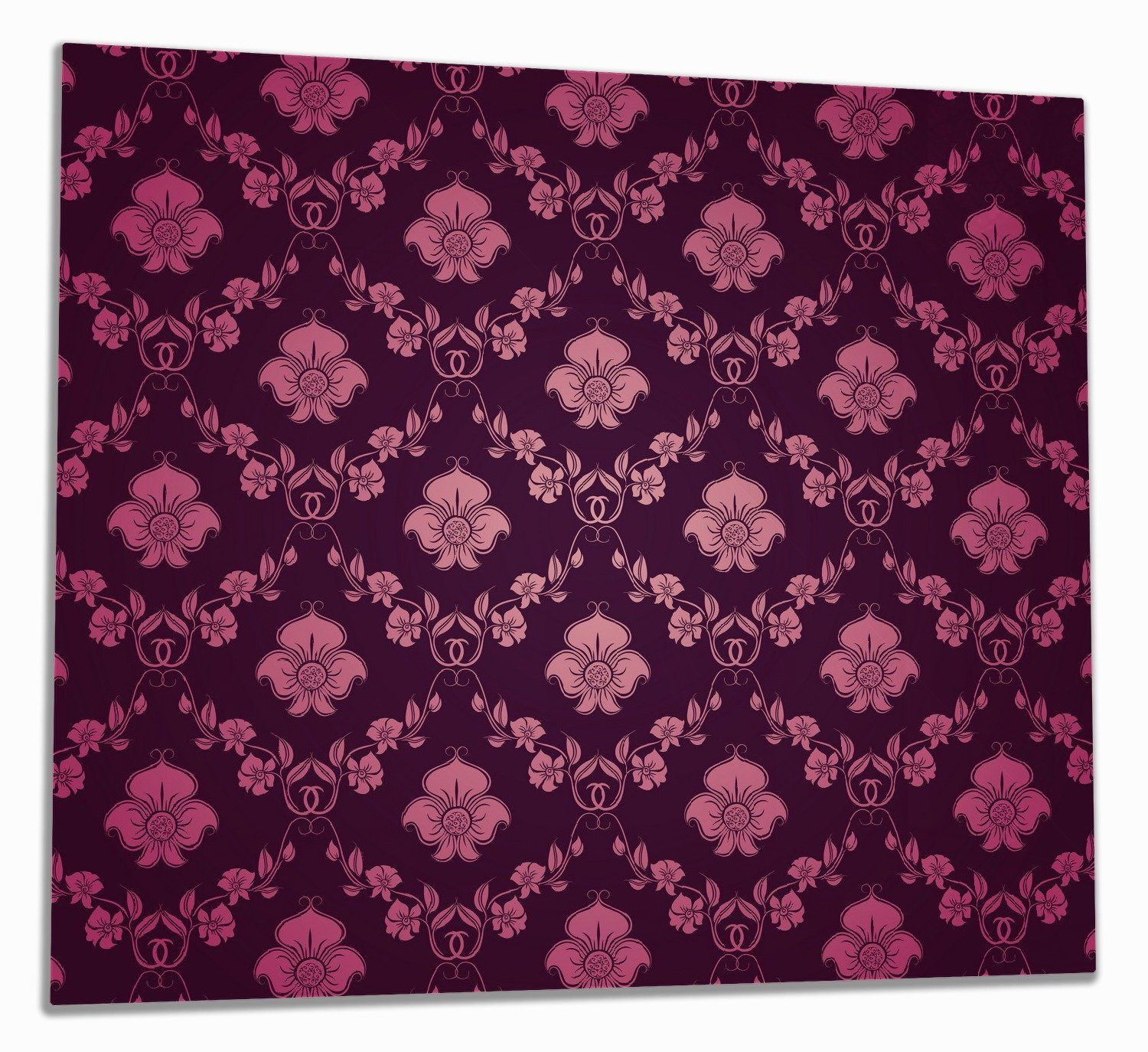 Wallario lila, tlg., Noppen), verschiedene (Glasplatte, Blumenmuster 1 in pink Herd-Abdeckplatte Damast Größen ESG-Sicherheitsglas, inkl. 5mm