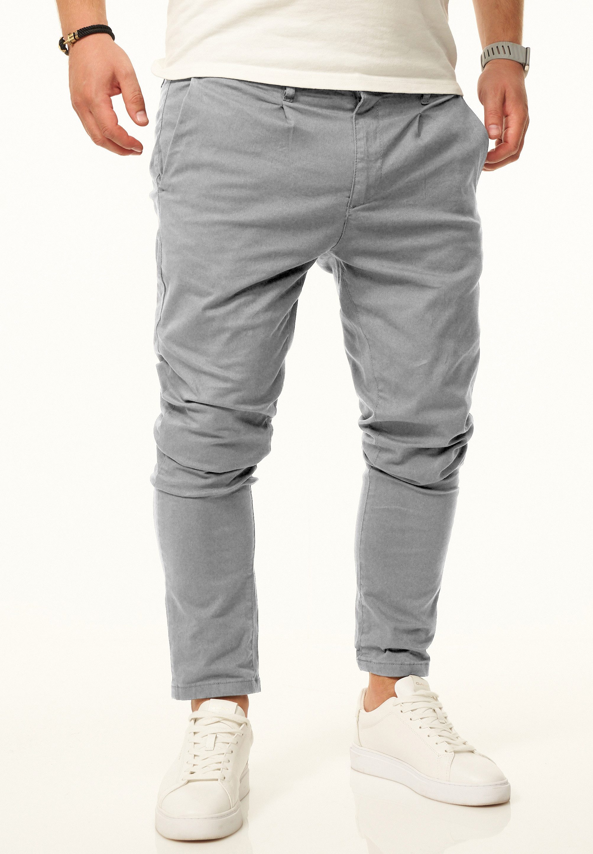 DAILY COTTON Chinohose im CROPPED Slim-Fit Stil als Stoffhose Freizeithose mit Gummibund, Tunnelzug & Gürtelschlaufen