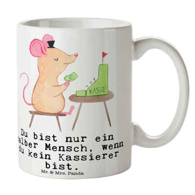 Mr. & Mrs. Panda Tasse Kassierer Herz - Weiß - Geschenk, Kassenwart, Ausbildung, Büro Tasse, Keramik, Exklusive Motive