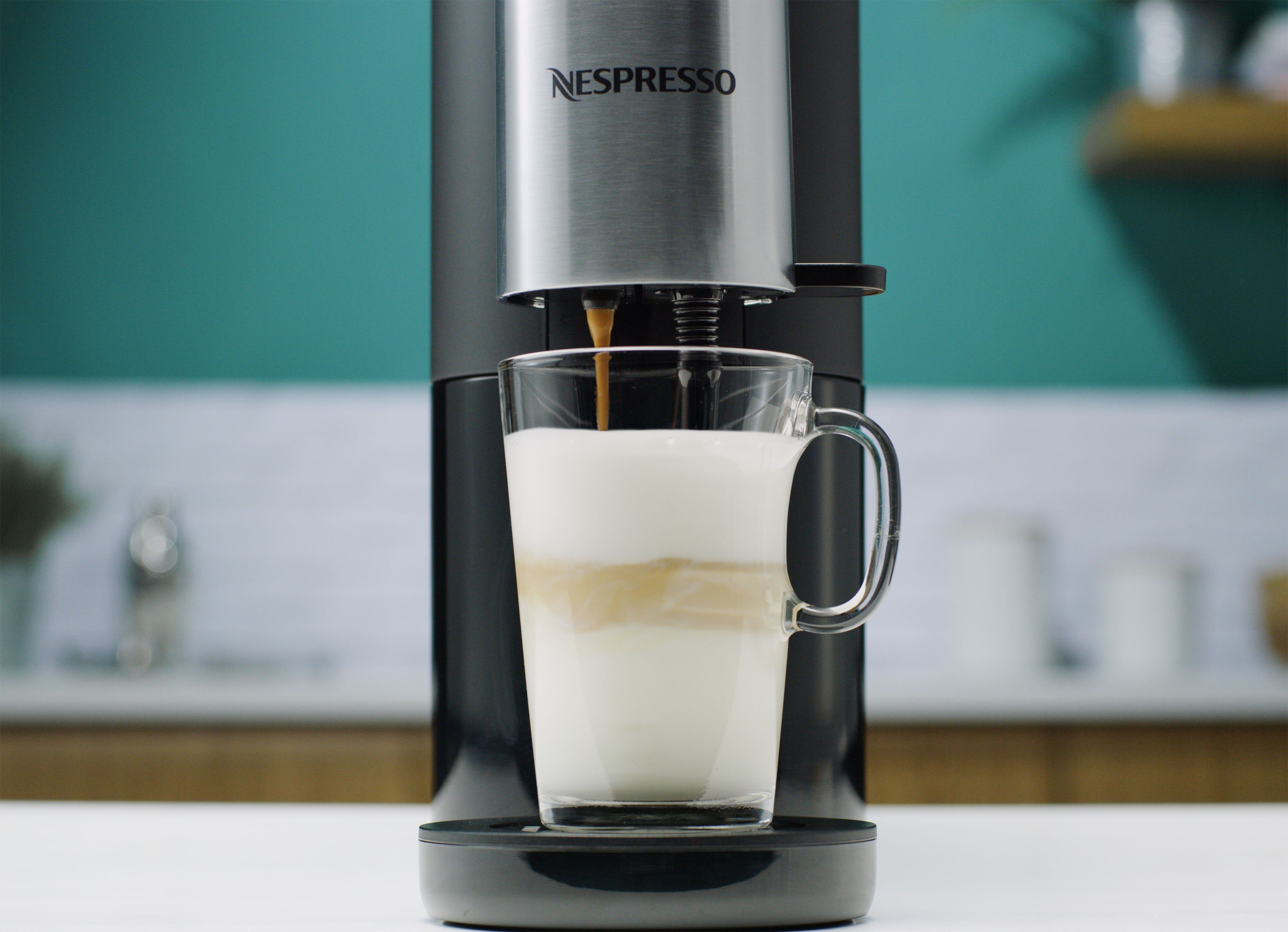 Kapselmaschine Nespresso Krups, Kapseln + Wassertank: 1 Bar 19 Nespresso XN8908 L, Atelier von Glastasse inkl. Druck,