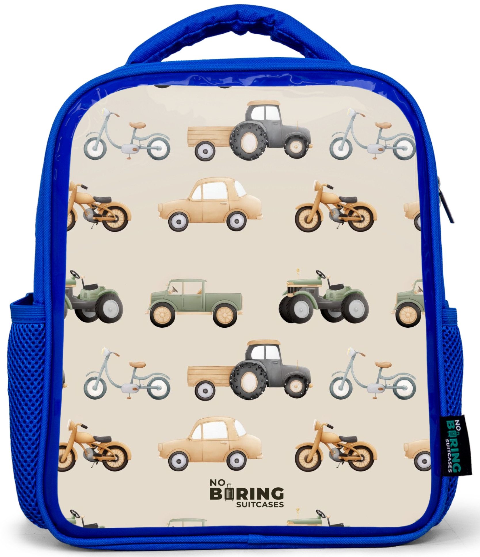 Rucksack Blau - Retro-Fahrzeugmuster