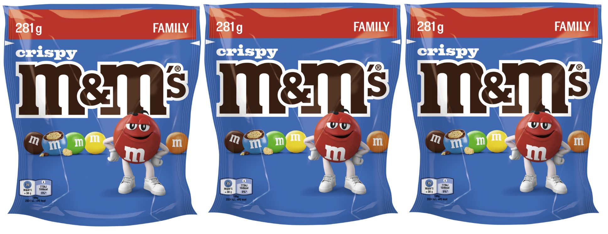 M&M's Süßigkeit M&M'S Crispy 3x 281g (843g)