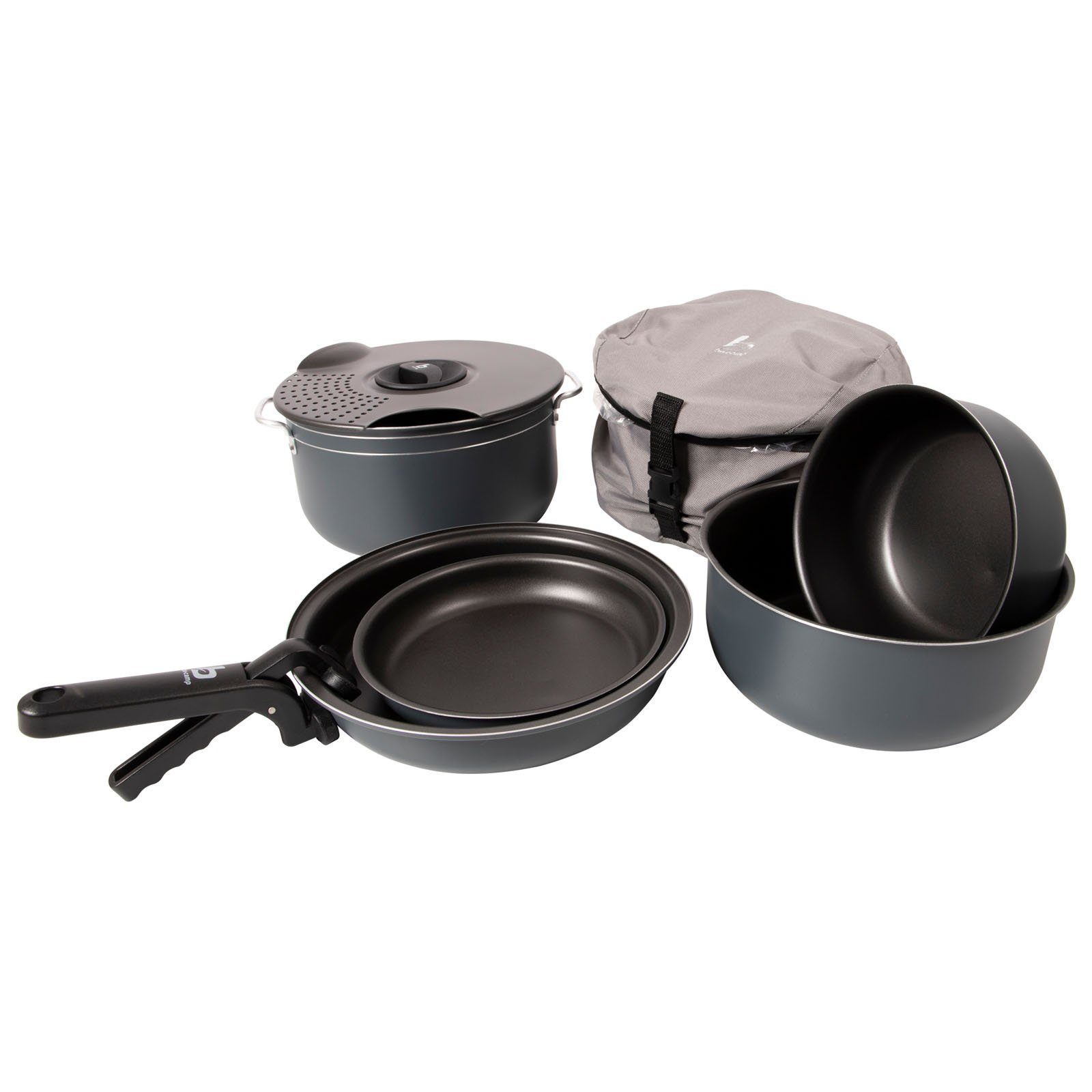 Kochgeschirr 7-teilig Topf Topf-Set Trekking, Bo-Camp Pfanne Camping Alu Aluminium Kochset