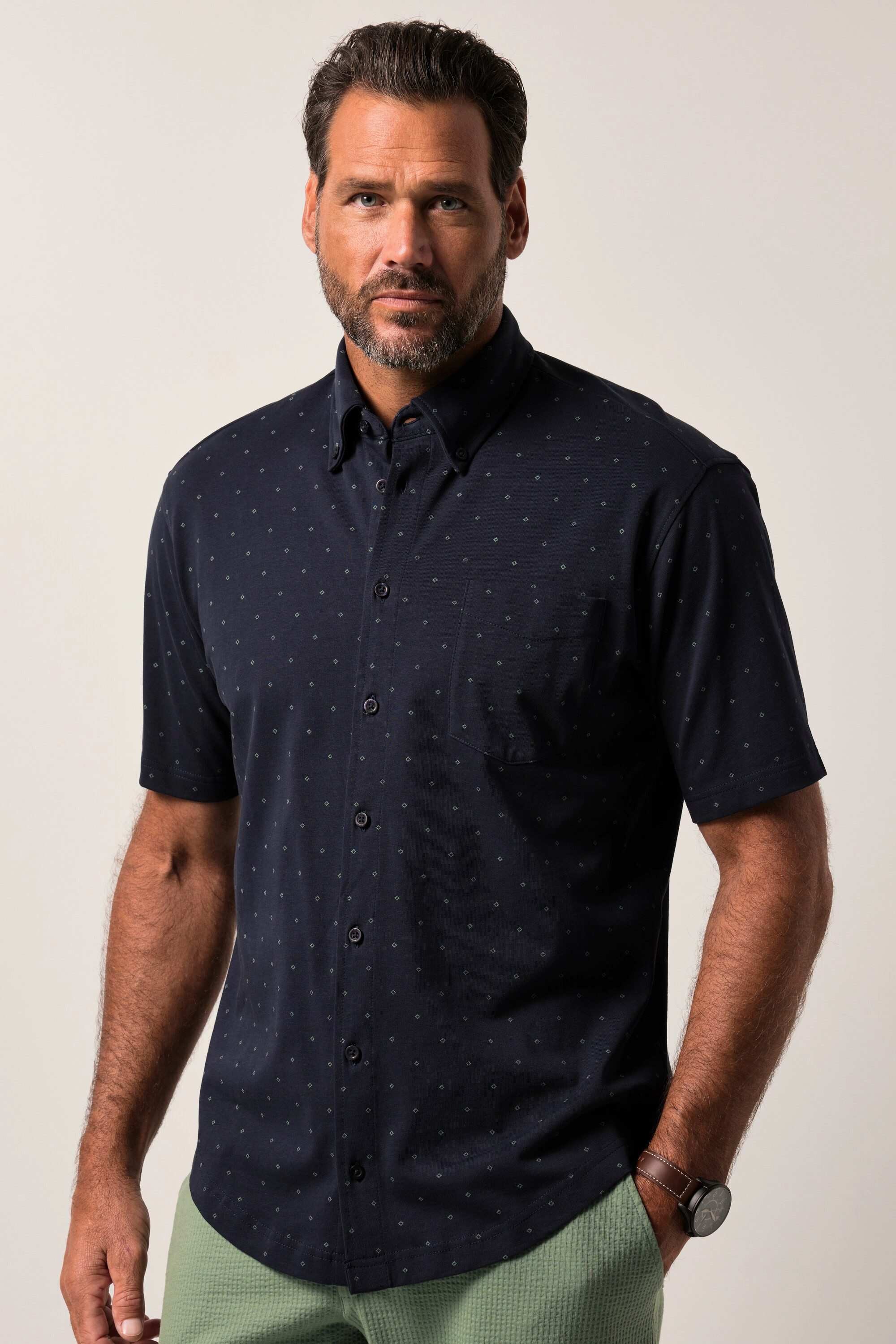 JP1880 Kurzarmhemd JP1880 Jerseyhemd Halbarm Buttondown-Kragen günstig online kaufen