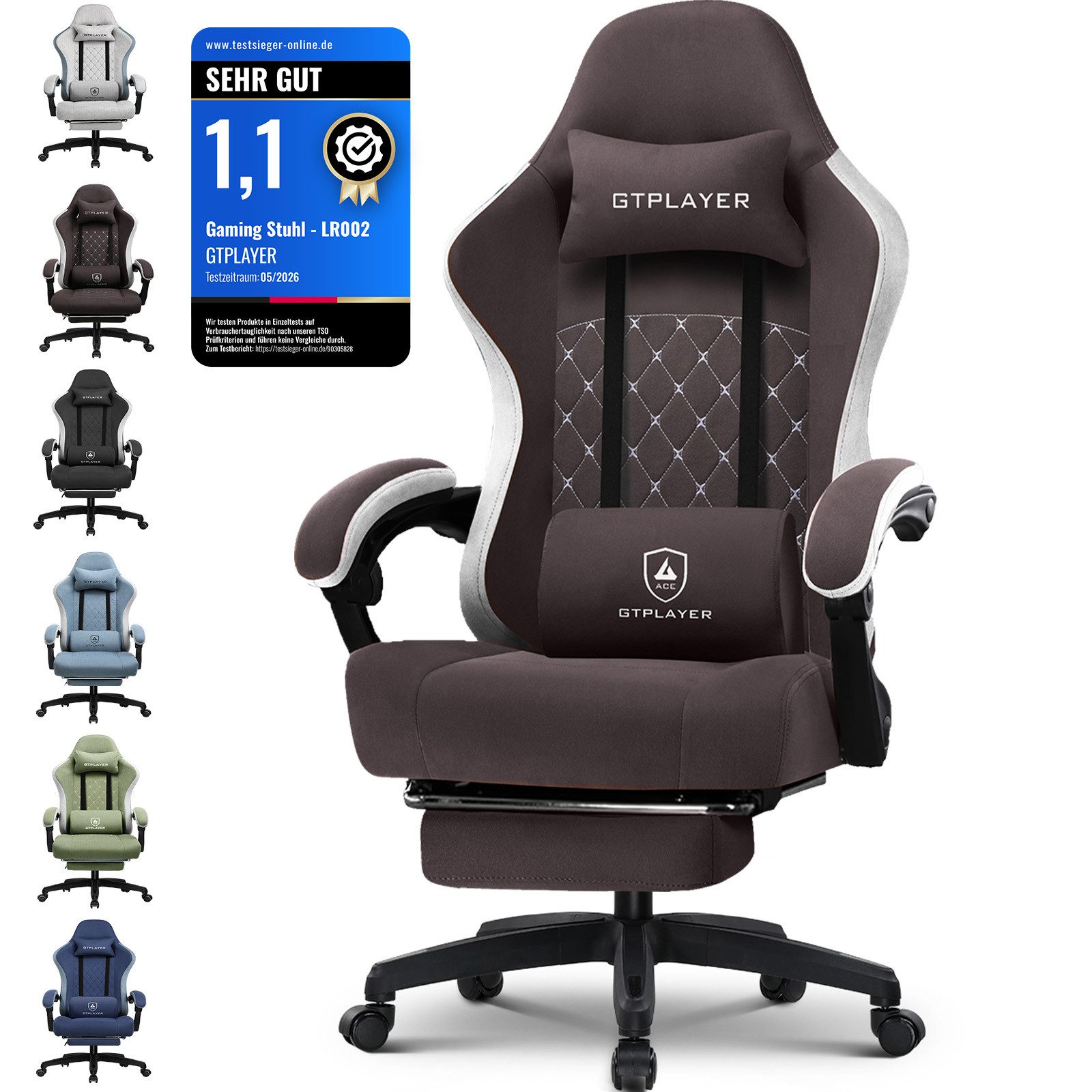 Gaming-Stuhl Ergonomischer Gaming Sessel Schreibtischstuhl aus Stoff/Kunstleder