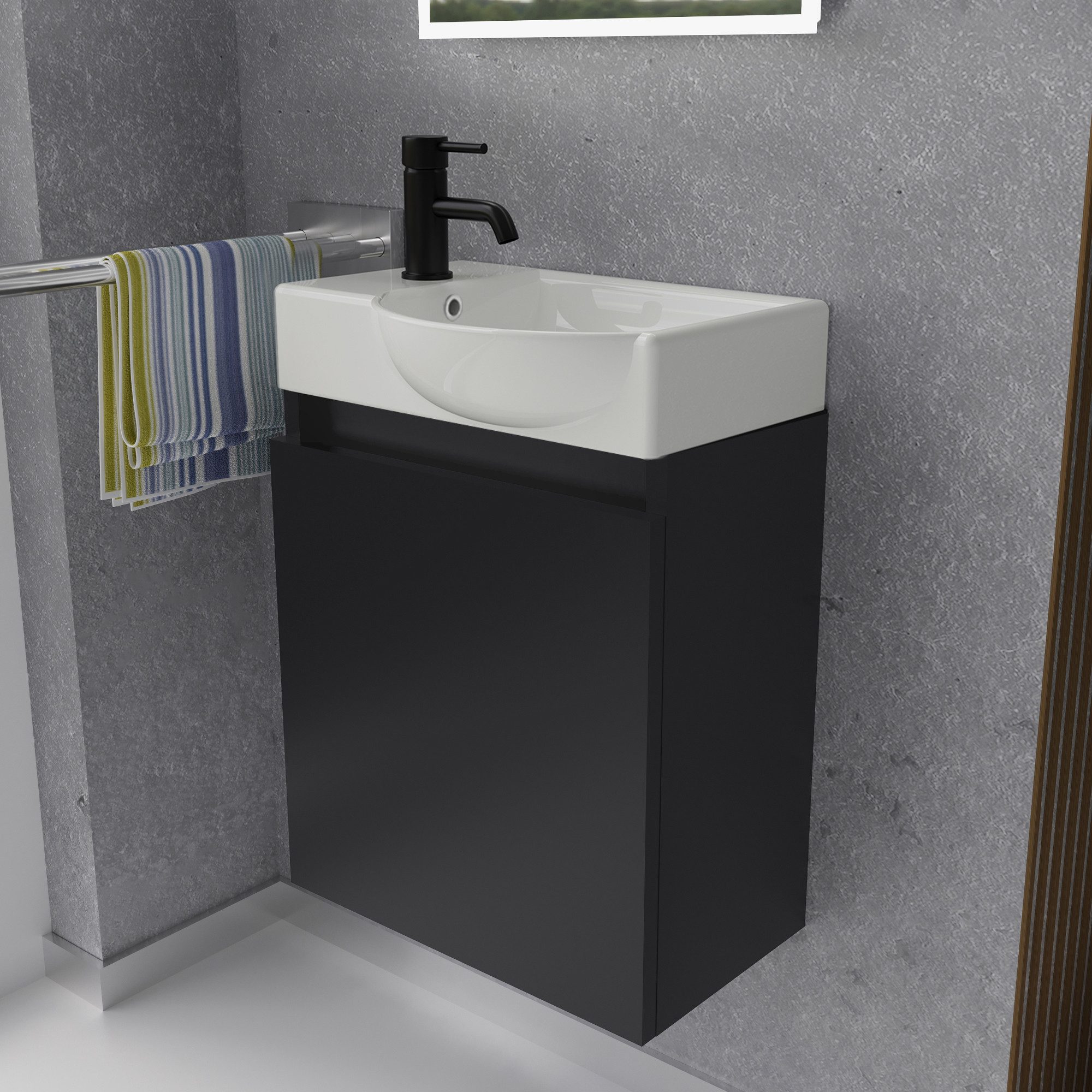 Alpenberger Badmöbel-Set Gäste WC Waschbecken mit Unterschrank - Hängeschra günstig online kaufen