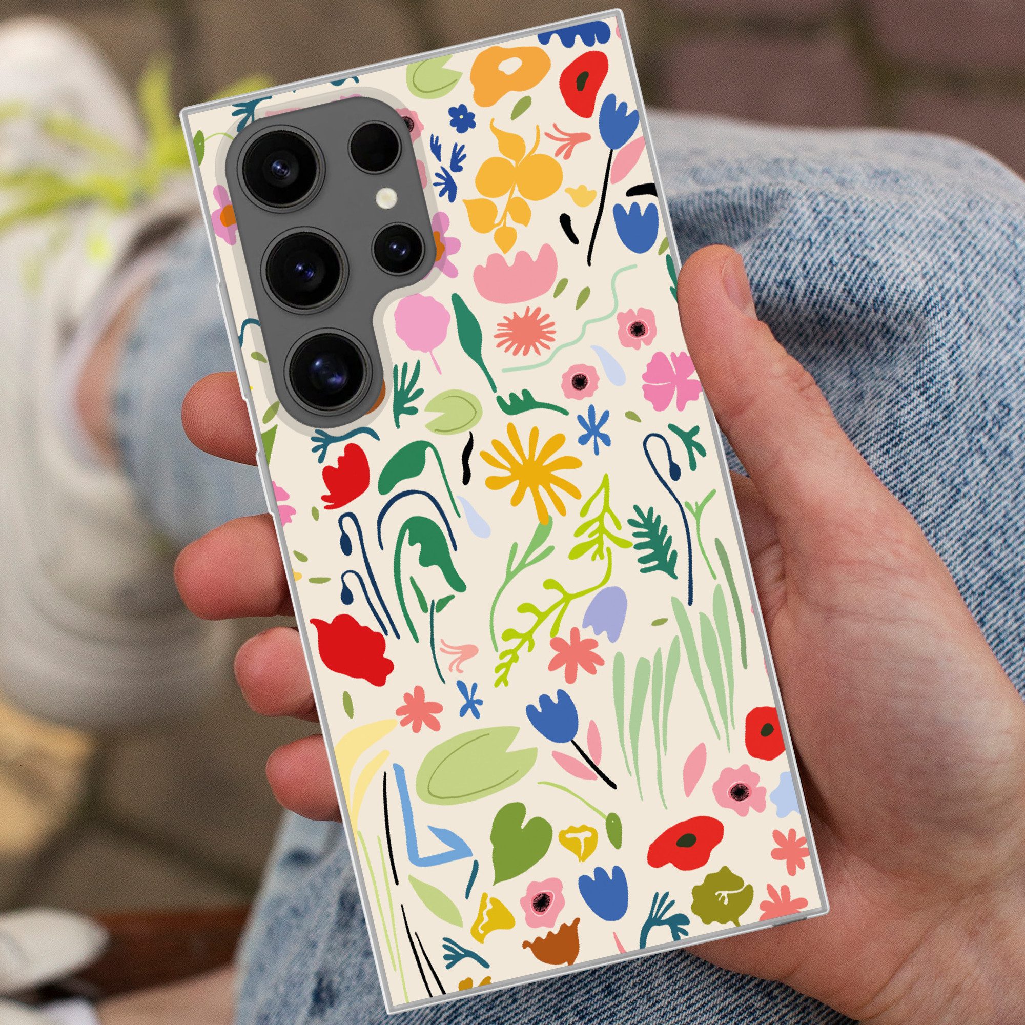 MuchoWow Handyhülle für Samsung Galaxy S24 Ultra Blumen - Muster - Pflanzen, Phone Case, Silikon, Schutzhülle Dünn