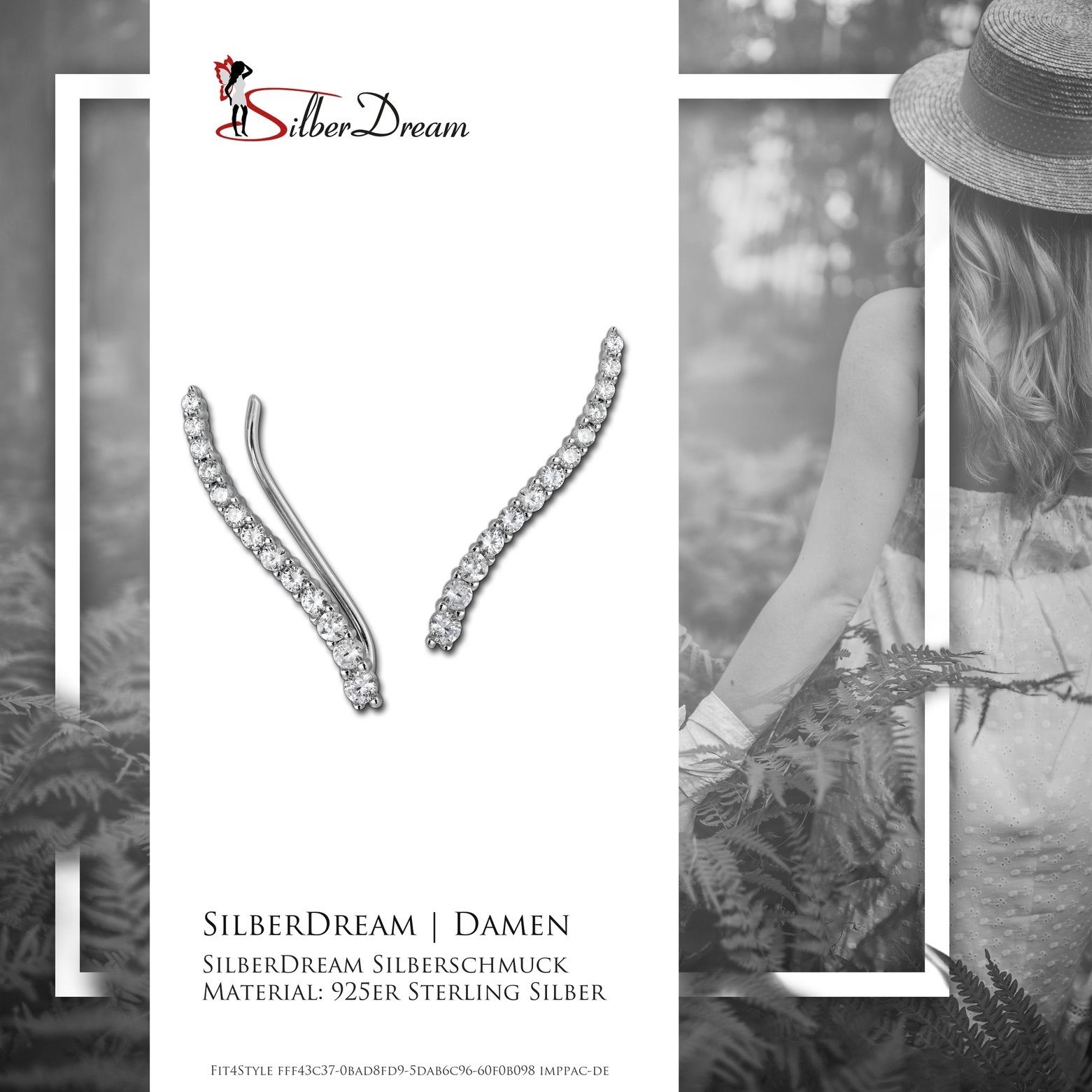 SilberDream Paar Ohrklemmen SilberDream weiß Ear Cuff Ohrringe (Ohrklemme), Damen Ohrklemme Ear Cuff 13 kleine Zirkonias 925 Sterling Silber, weiß