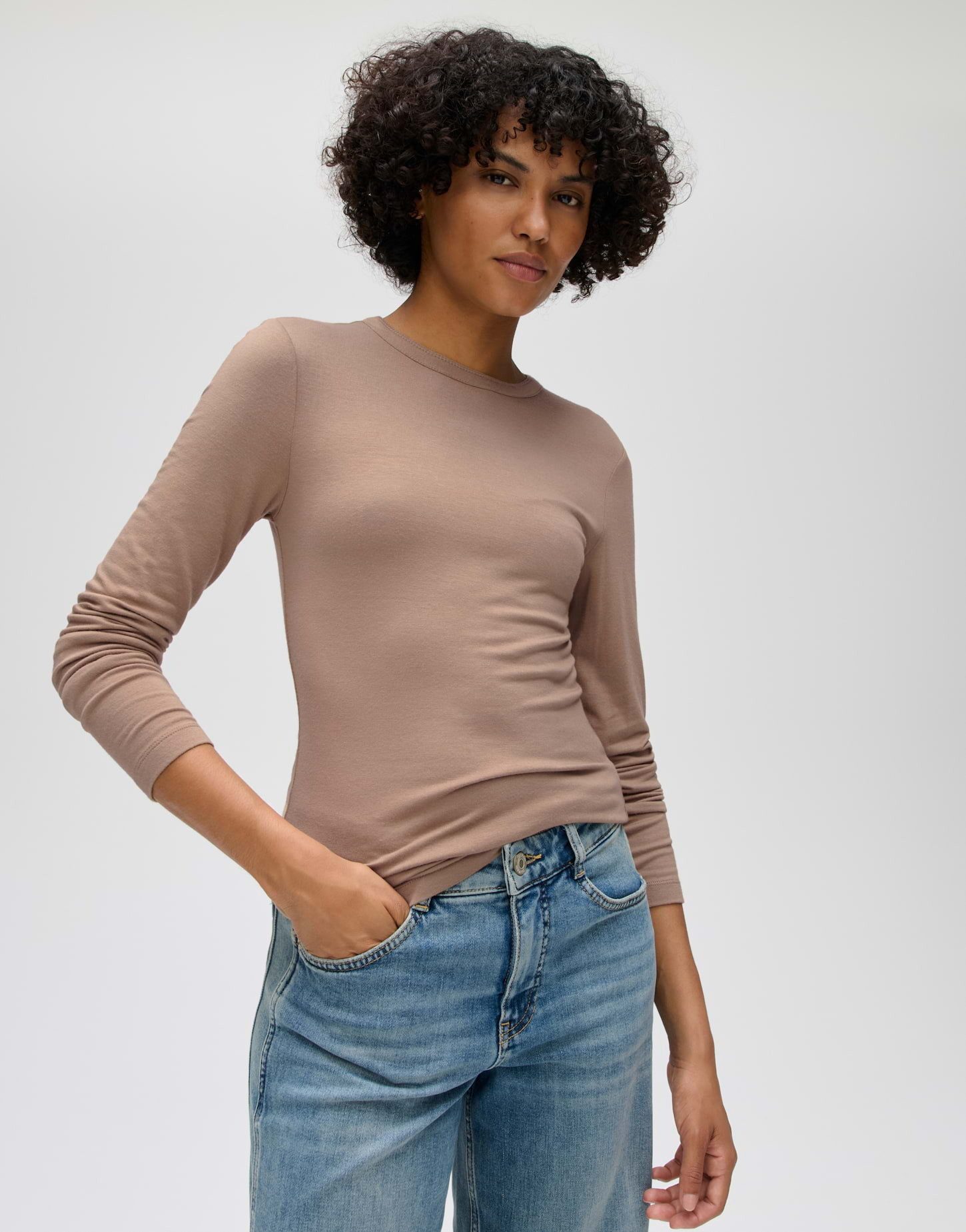 OPUS Langarmshirt Sifa aus weichem Jersey Gerader Schnitt mit Rundhals für cleane Layerings