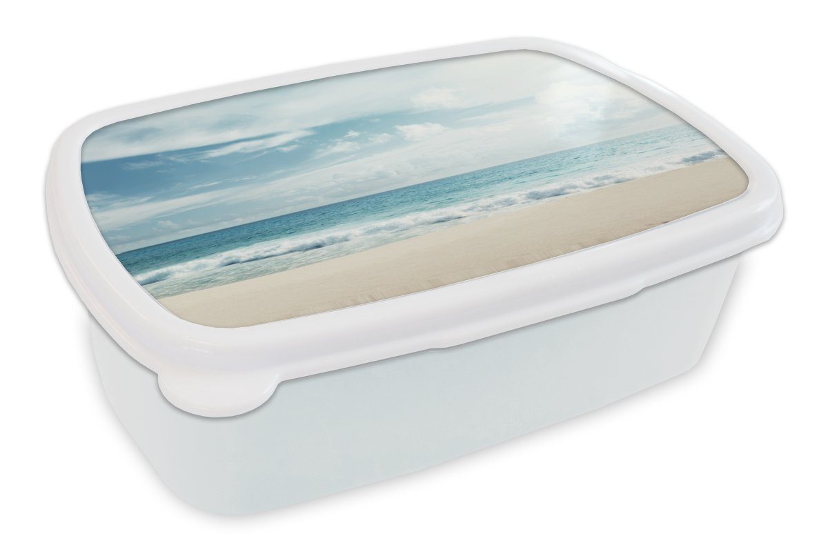 MuchoWow Lunchbox Strand - Meer Kinder Erwachsene, Sommer, Kunststoff, Brotdose, und Mädchen (2-tlg), - und Jungs für Brotbox für weiß