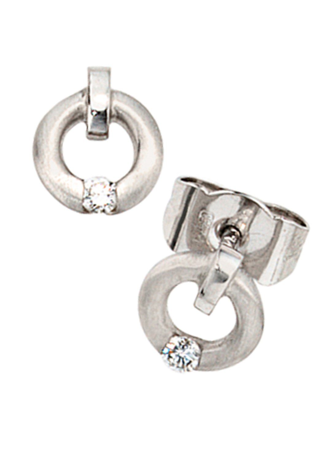 JOBO Paar Ohrstecker Runde Ohrringe Platinohrringe 6 mm, 950 Platin mit Diamanten