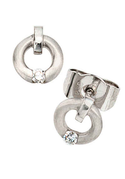JOBO Paar Ohrstecker Runde Ohrringe mit Diamanten, 950 Platin
