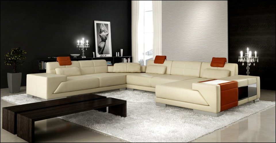 JVmoebel Ecksofa, Ledersofa Sofa Eck Polsterecke Designersofa Form Couch XXL Big U