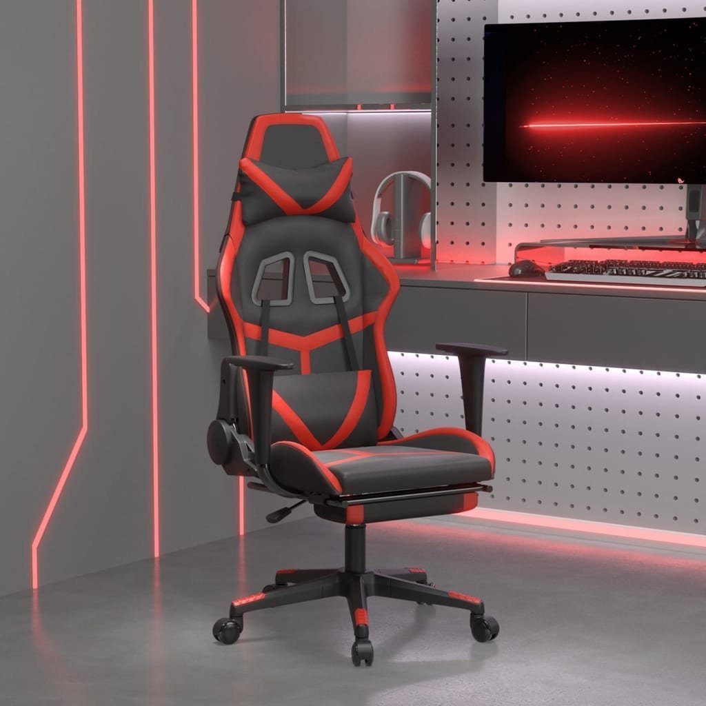 furnicato Gaming-Stuhl mit Fußstütze Schwarz und Rot Kunstleder (1 St) | Stühle