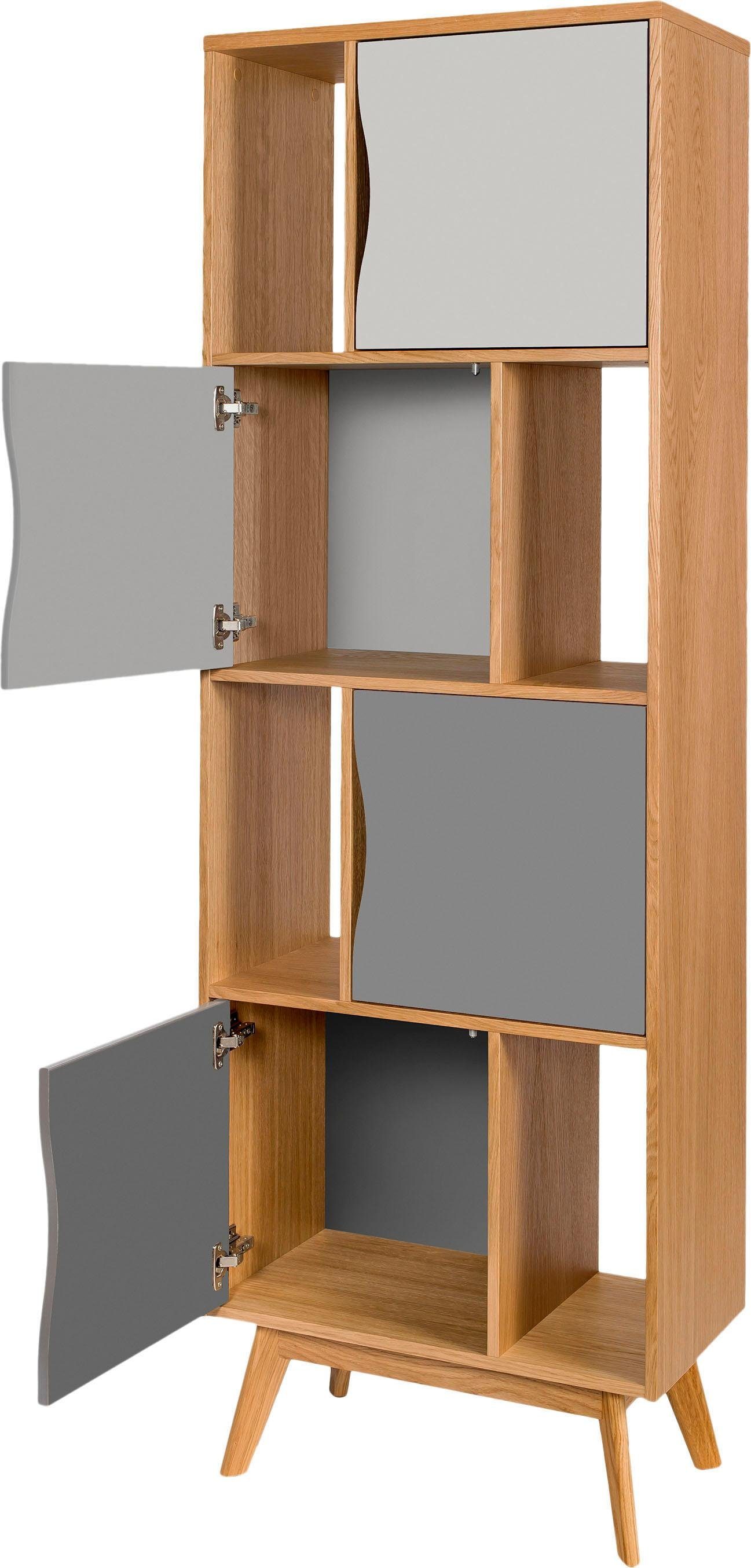 aus Holzfurnier Woodman schlichtes Höhe Avon, skandinavisches cm, 191 Eiche, Design eiche/grau Bücherregal