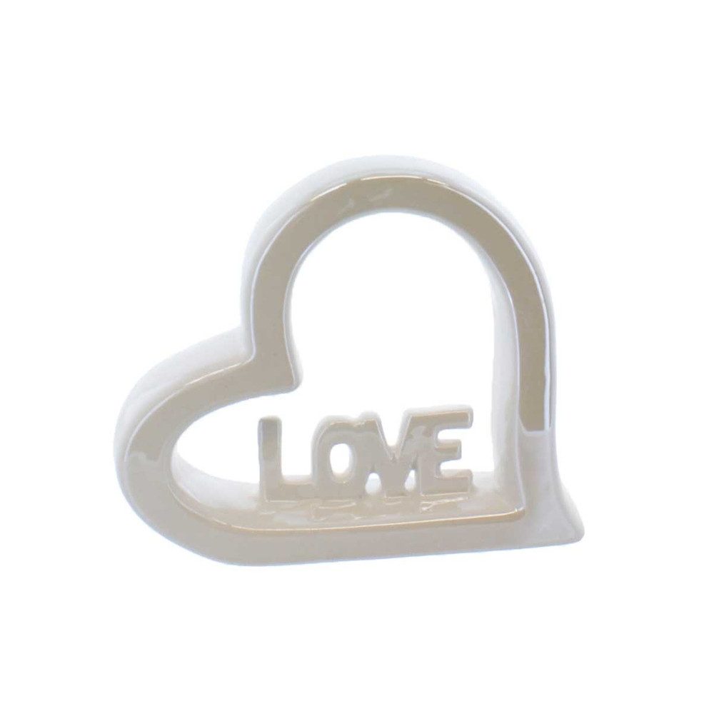 MICA Dekofigur Herzsilhouette Love weiß - ca. 13,2 x 3 x 11,2 cm günstig online kaufen
