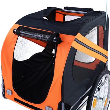 RAMROXX Fahrradhundeanhänger Fahrradanhänger Hundeanhänger klappbar für Haustiere bis 40Kg Orange Schwarz