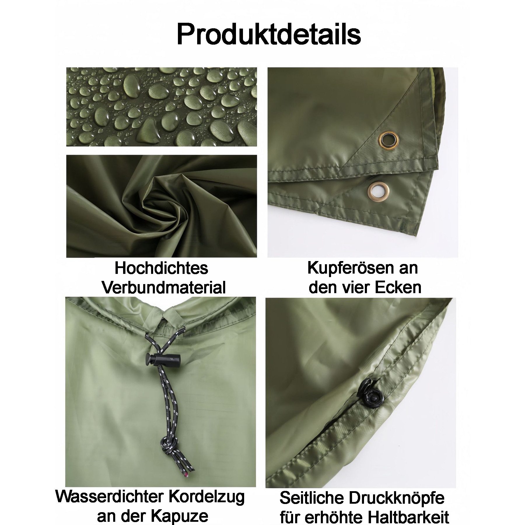 Mutig Regenmantel Wiederverwendbar Regenponcho,Unisex Regencape, Wasserdicht Regenmantel (mit Kapuze Faltbare Tasche für Camping Wandern Hikking, Atmungsaktive 3in1 Regencape)
