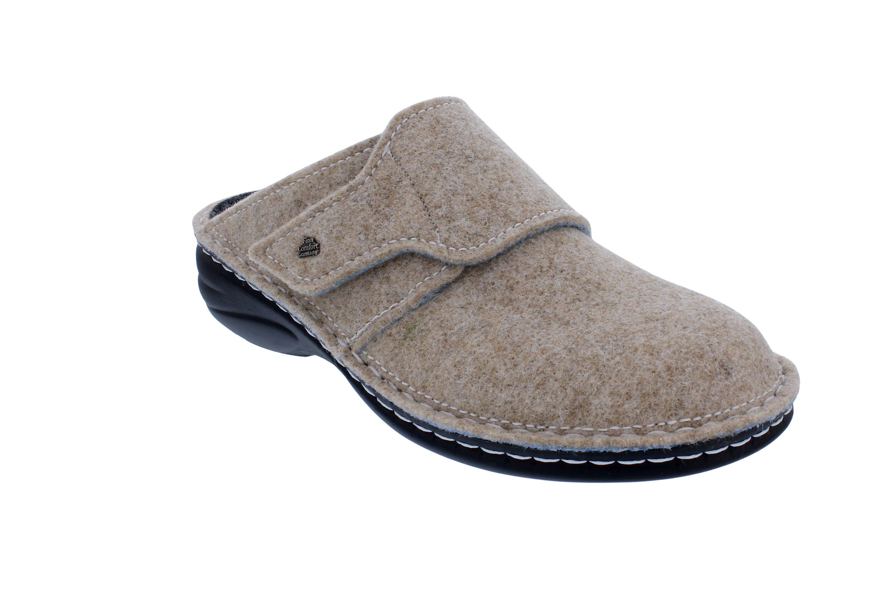 Finn Comfort Finn Comfort Goms 6569-482006, Doublefilz, Beige, Klettverschluss, Wec Pantoffel