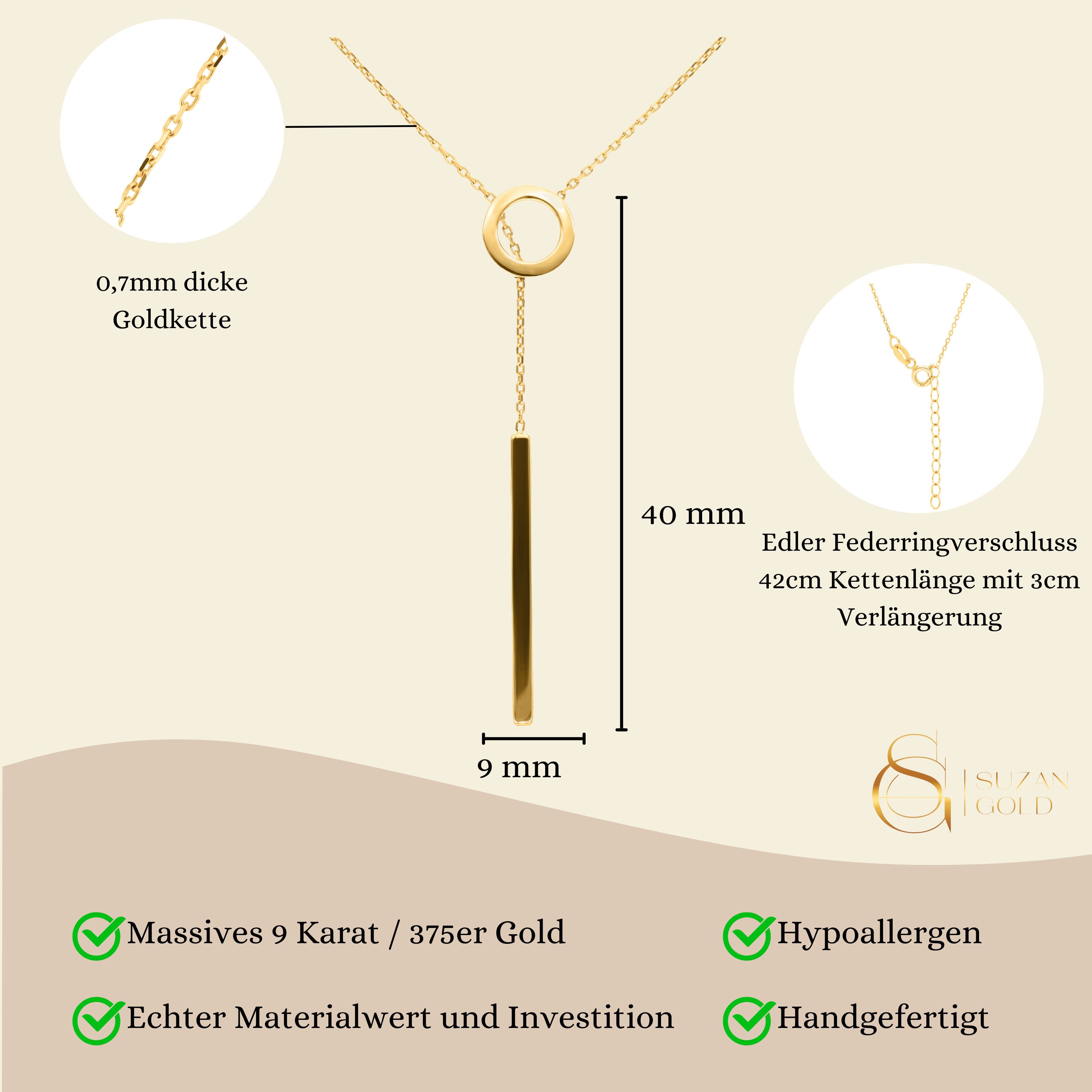 Suzan Gold Kette mit Anhänger 375er Gold Damen Halskette – Boho-Stil, wasse günstig online kaufen