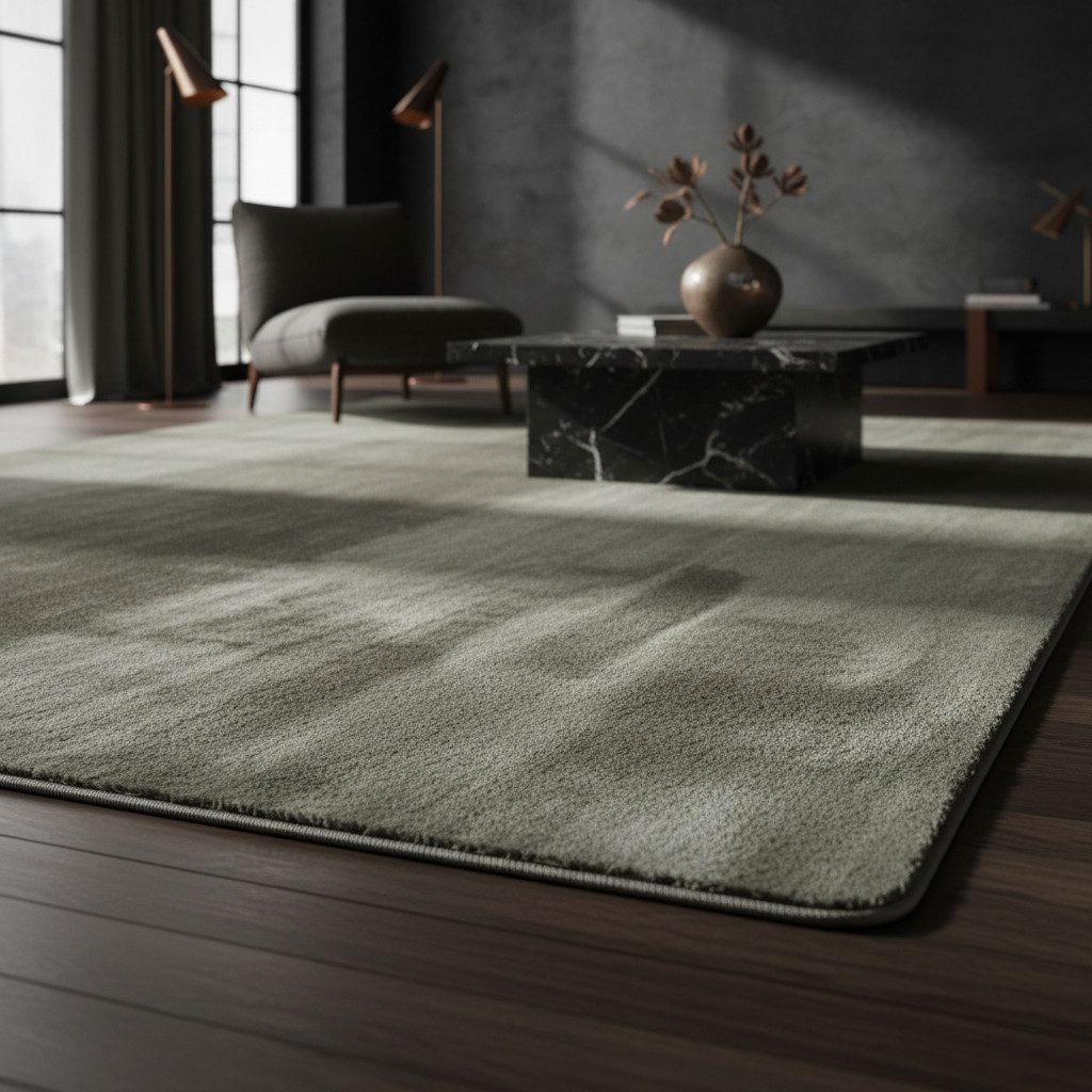 KADIMA DESIGN Teppich ISAR Wohnzimmer Waschbar Schlafzimmer Wohnzimmerteppich Esszimmer Uni, Rund, Höhe: 13 mm, Grün, 80x80 cm, Strapazierfähig Modern Esszimmer – Bild 3 von 5