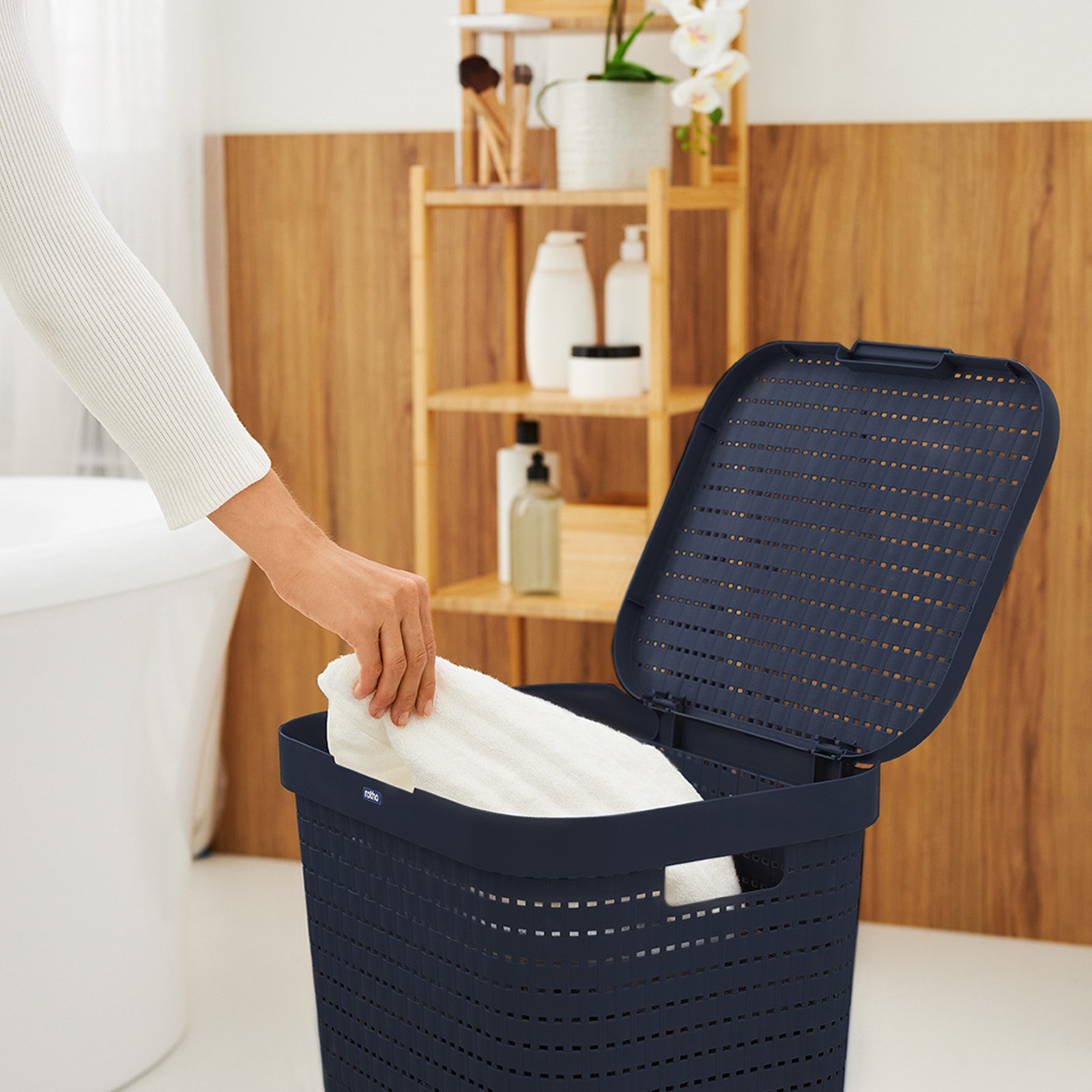 ROTHO Wäschekorb Country Wäschesammler 55l mit Deckel und Tragegriffen, Bel günstig online kaufen