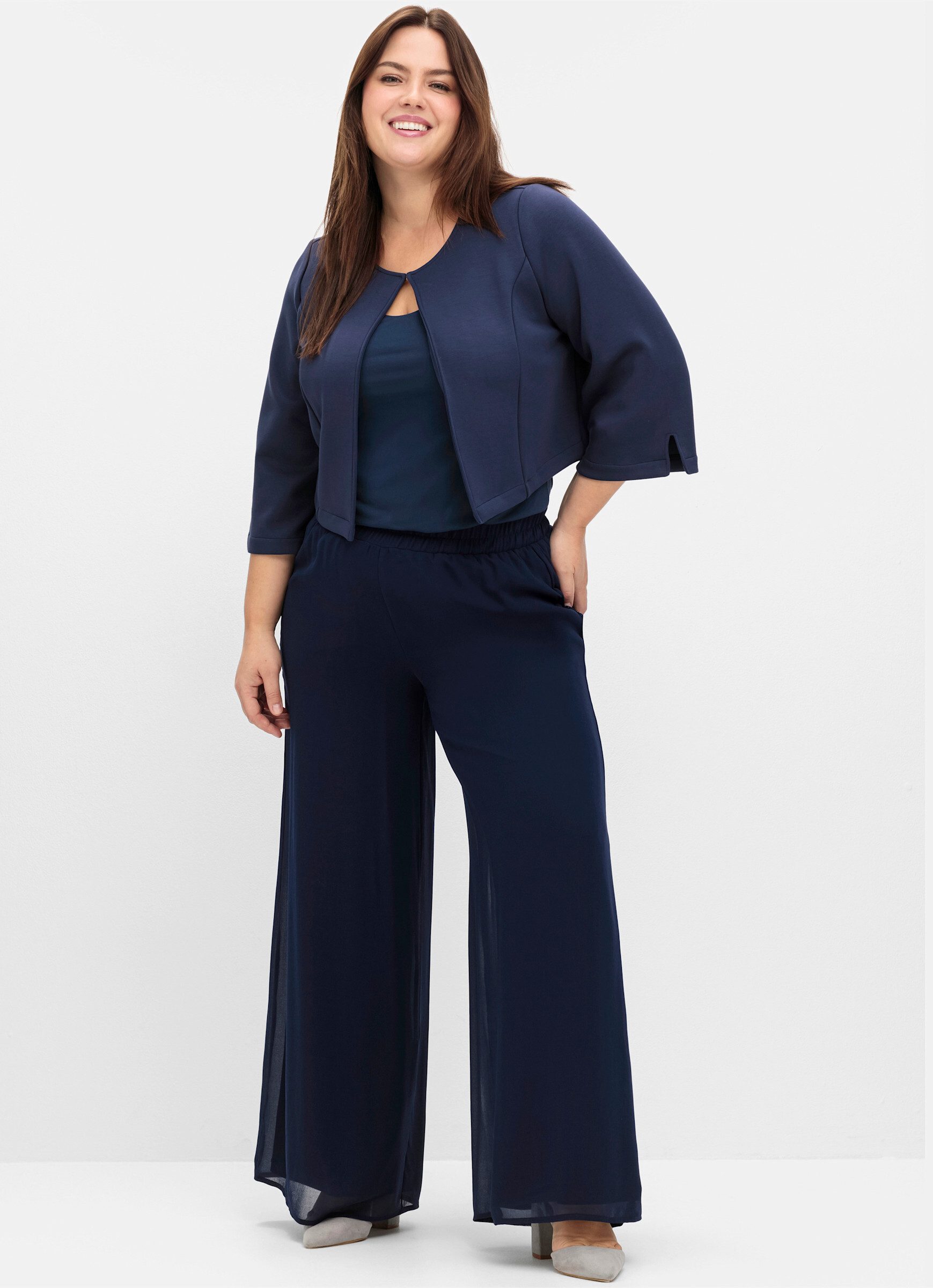 Sheego Jerseyhose Palazzohose Innenbeinlänge ca. 81 günstig online kaufen