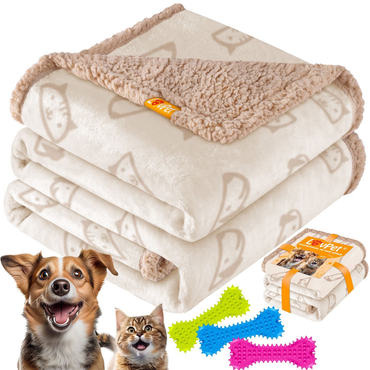 Lovpet Tierdecke, wasserdichte Hundedecke, Sherpa Fleece Haustier Decke günstig online kaufen