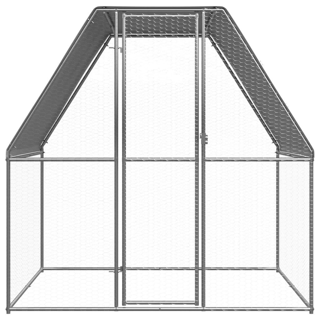 vidaXL Voliere 2 x 2 x 2 m Hühnerkäfig Silbern und Grau 2x2x2 m Verzinkter Stahl
