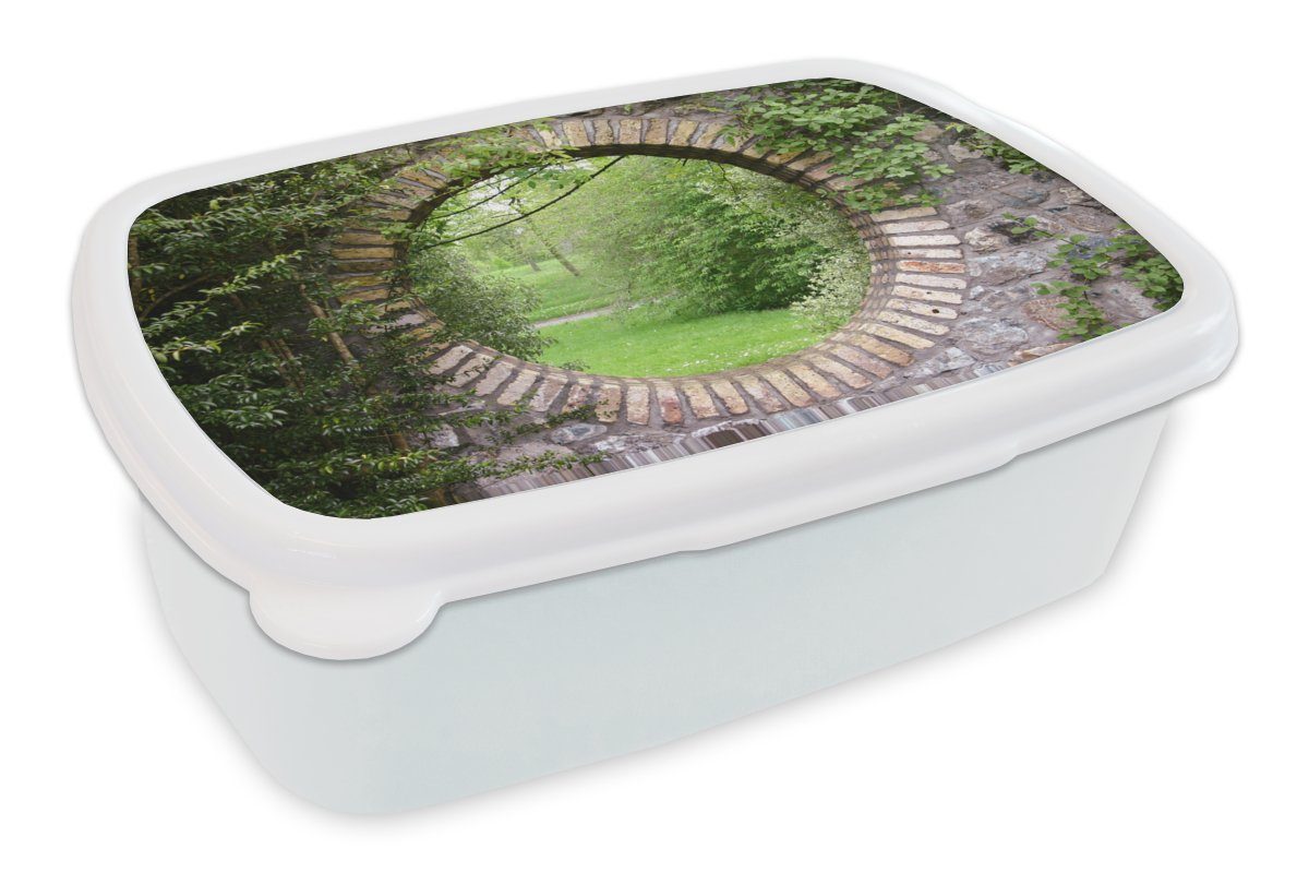 MuchoWow Lunchbox Park - Aussicht - Natur, Kunststoff, (2-tlg), Brotbox für Kinder und Erwachsene, Brotdose, für Jungs und Mädchen weiß