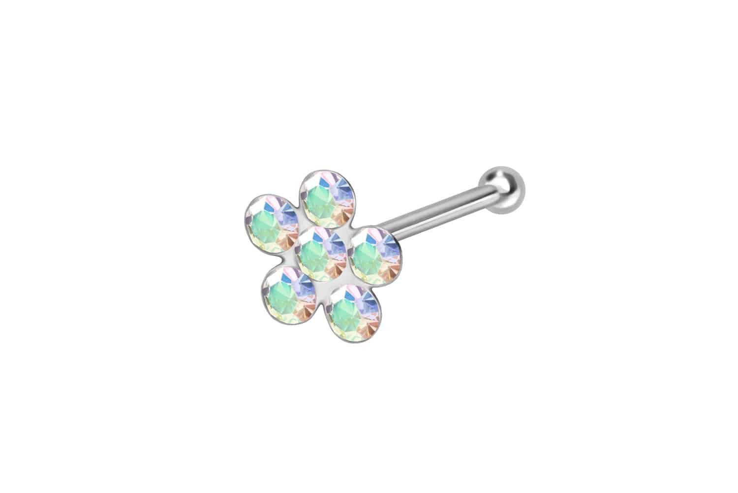 PIERCINGLINE Nasenpiercing 925er Silber Nasenstecker Pin KRISTALLBLUME (Nas günstig online kaufen