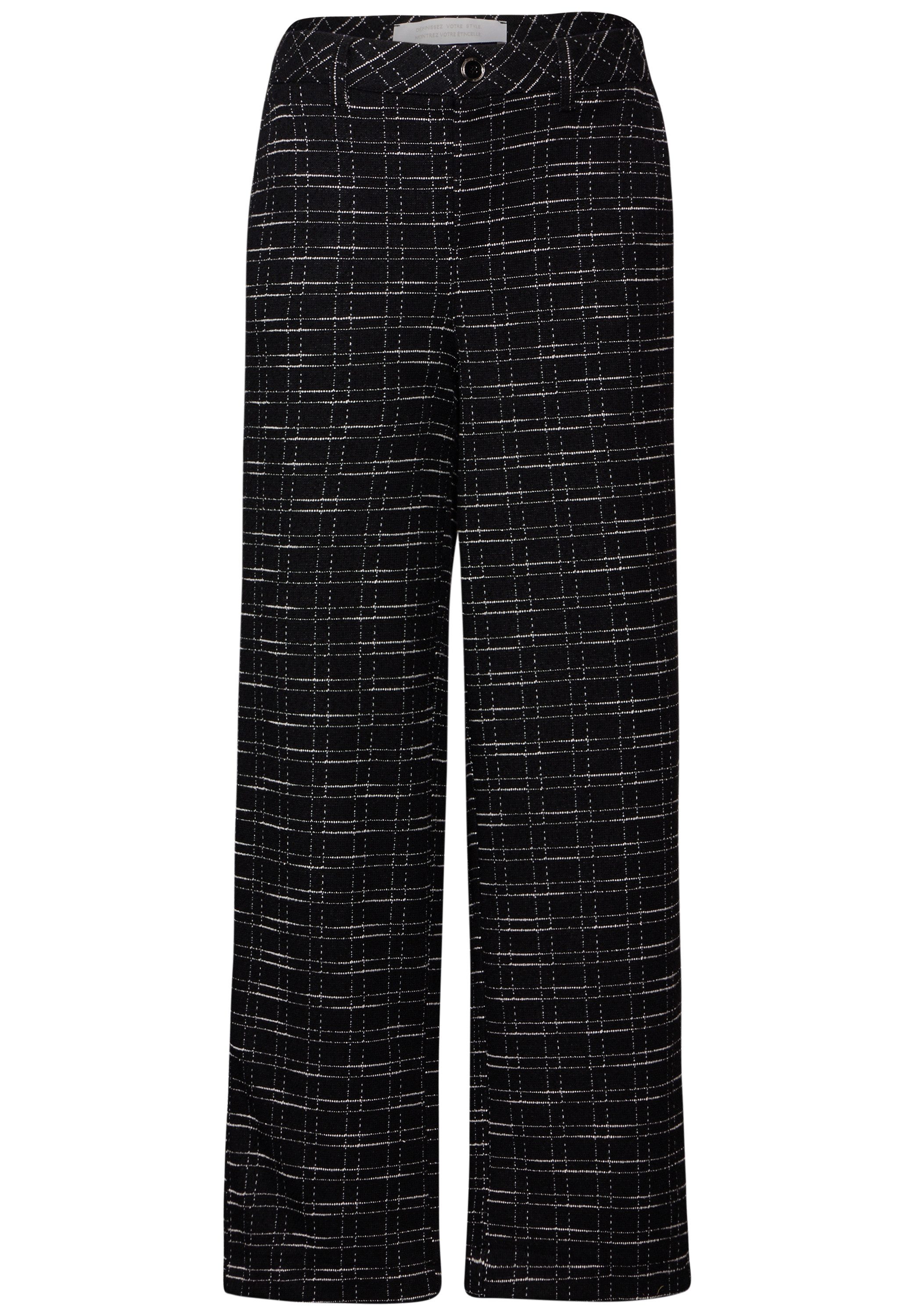 STREET ONE Stoffhose QR Straight Leg Bouclé Sommerhose mit Karomuster, Bouclé