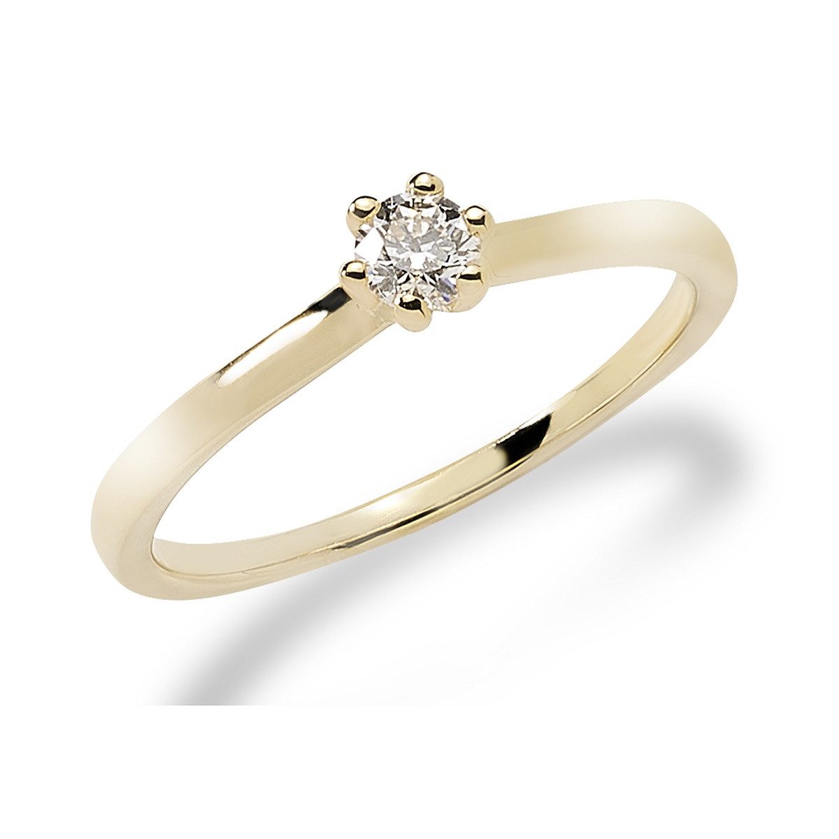 Reflexion Diamonds Solitärring Verlobungsring, 585er Gelb- oder Weißgold, 6er Stotzen, 0,20ct SI, Solitärring, in 585 Weiß- oder Gelbgold, 0,20ct W/SI