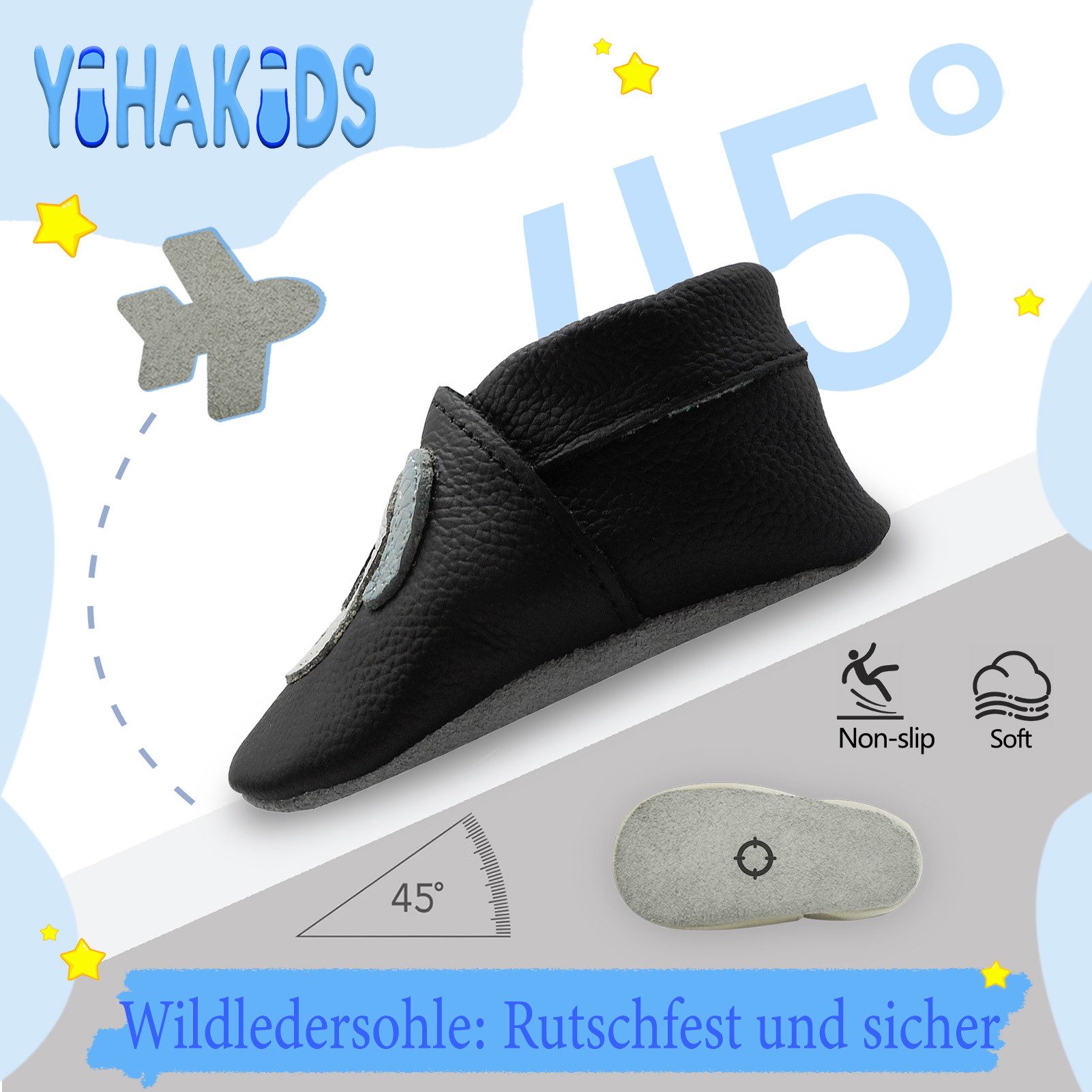 Yihakids Baby Krabbelschuhe Lauflernschuhe Hausschuhe Lederschuhe Welpe Krabbelschuh Rutschfest atmungsaktiv